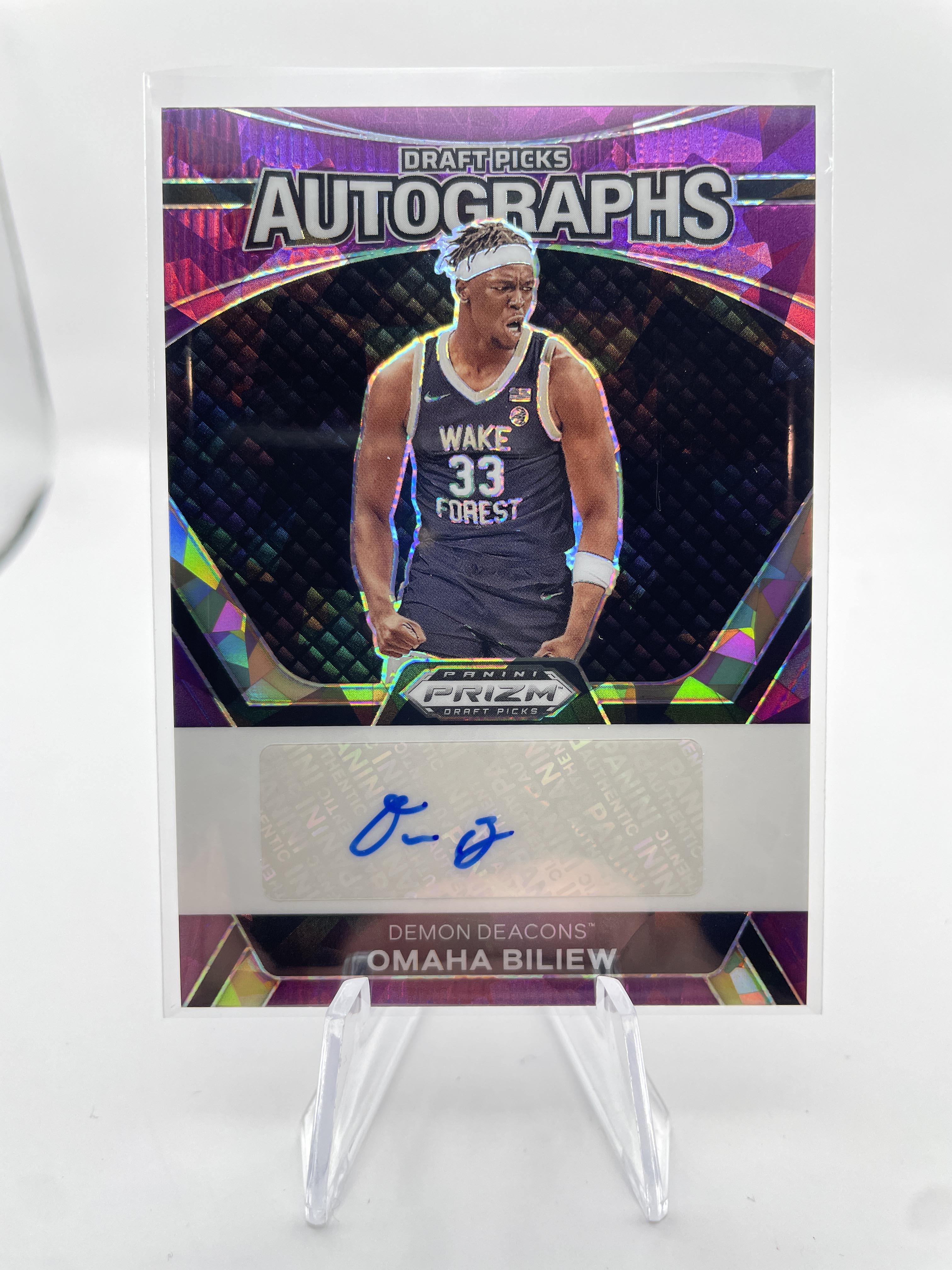 2024-25 Panini Prizm Draft Picks Omaha Biliew Prizm Purple Ice Auto /99 + Auto