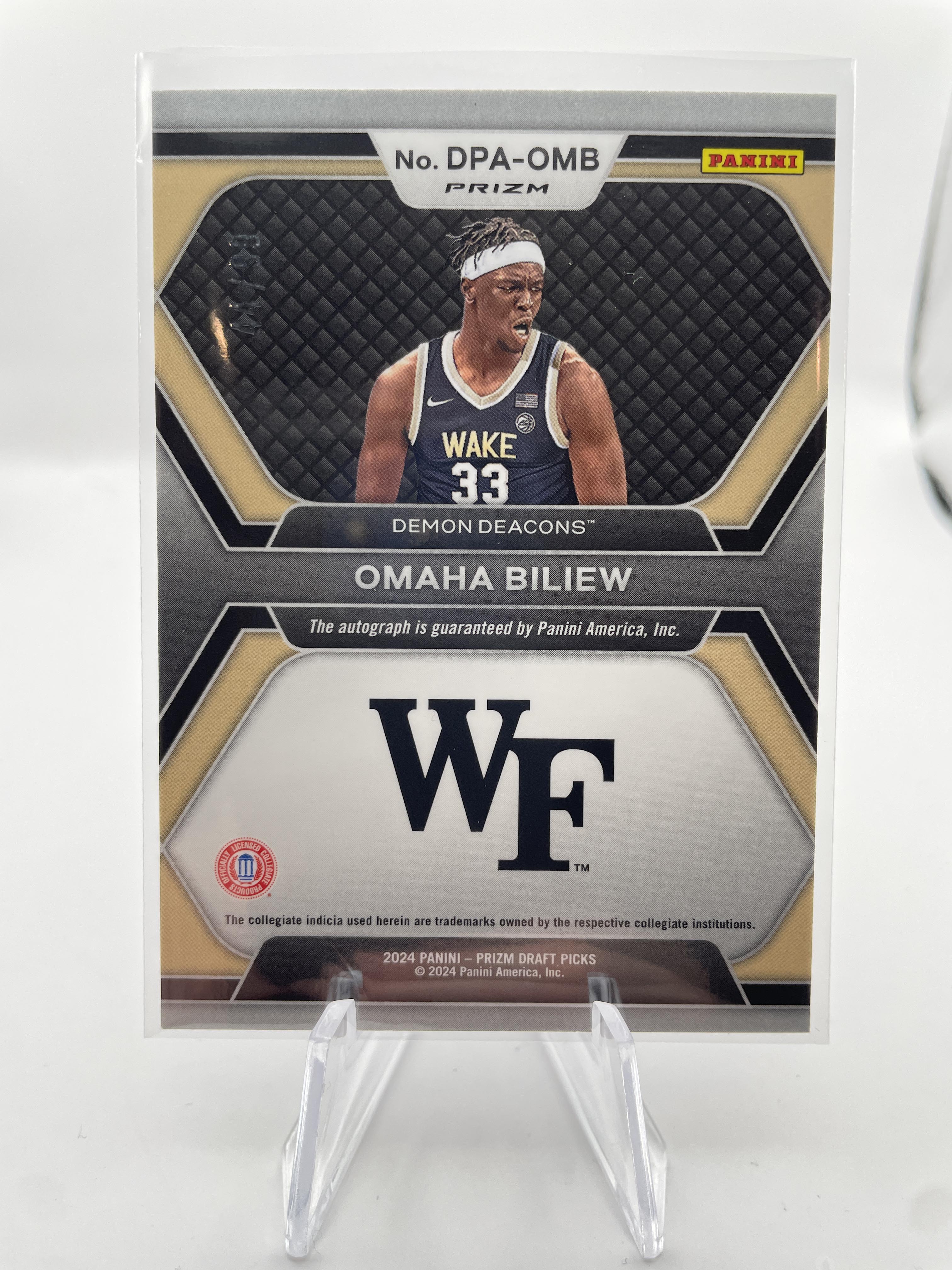 2024-25 Panini Prizm Draft Picks Omaha Biliew Prizm Purple Ice Auto /99 + Auto