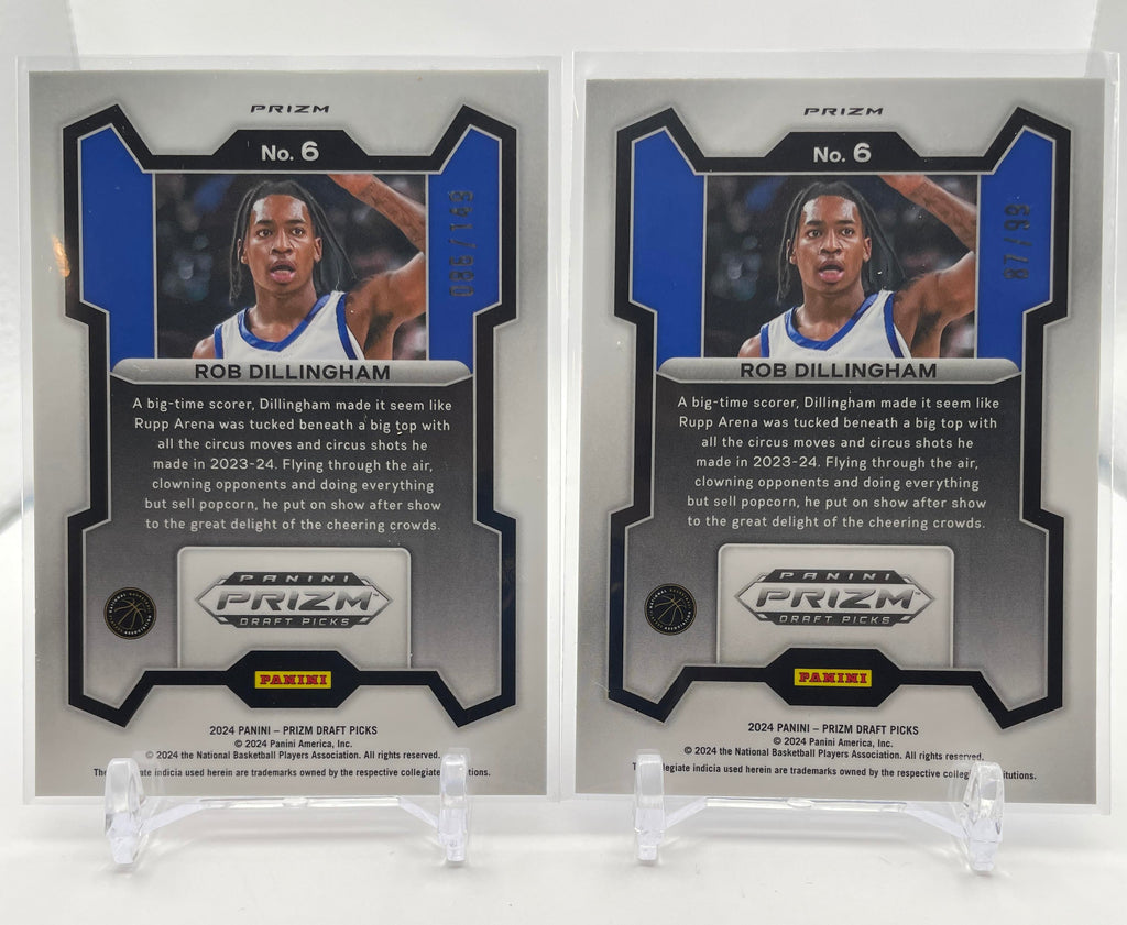 2024-25 Panini Prizm Draft Picks Rob Dillingham Blue Ice Prizm /99 + Purple /149