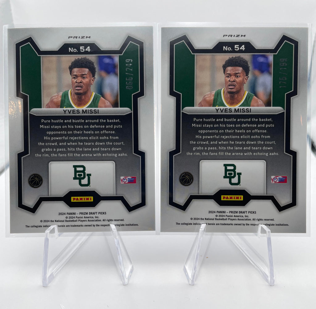 2024-25 Panini Prizm Draft Picks Yves Missi Purple Var /149 + Blue /99 Set (x7)