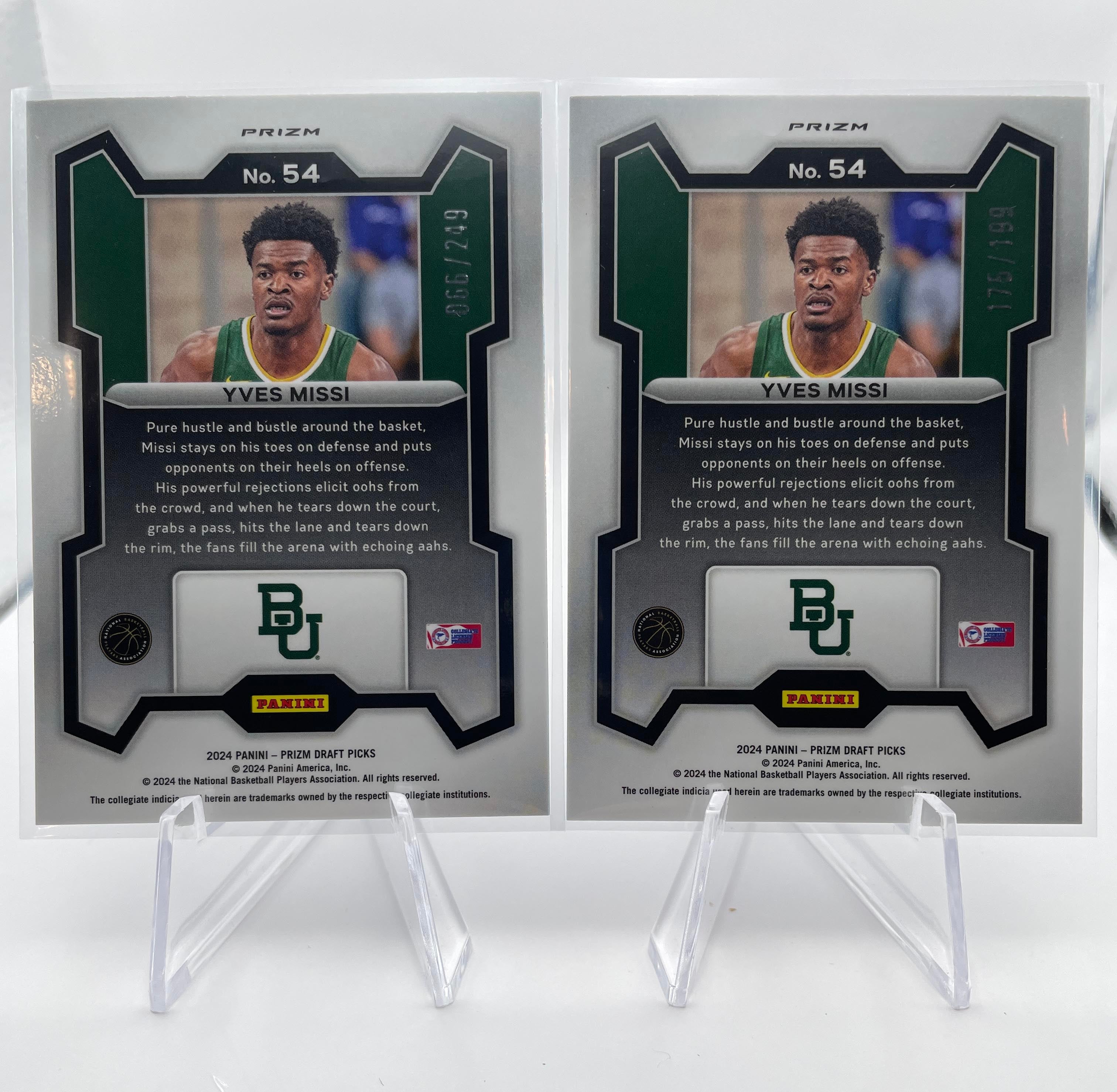2024-25 Panini Prizm Draft Picks Yves Missi Purple Var /149 + Blue /99 Set (x7)