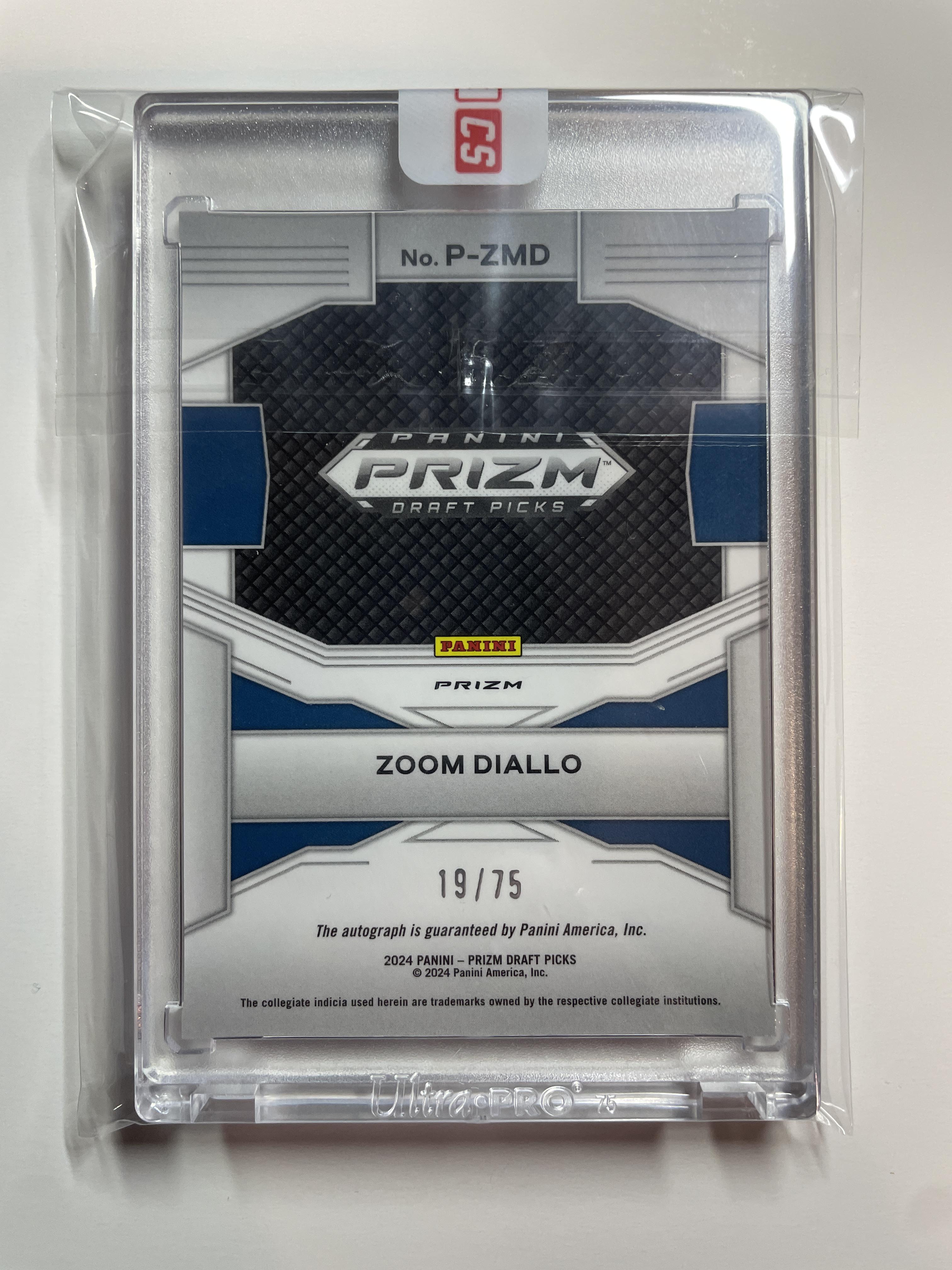 2024-25 Panini Prizm Draft Picks Zoom Diallo Blue Ice Prizm Auto /75