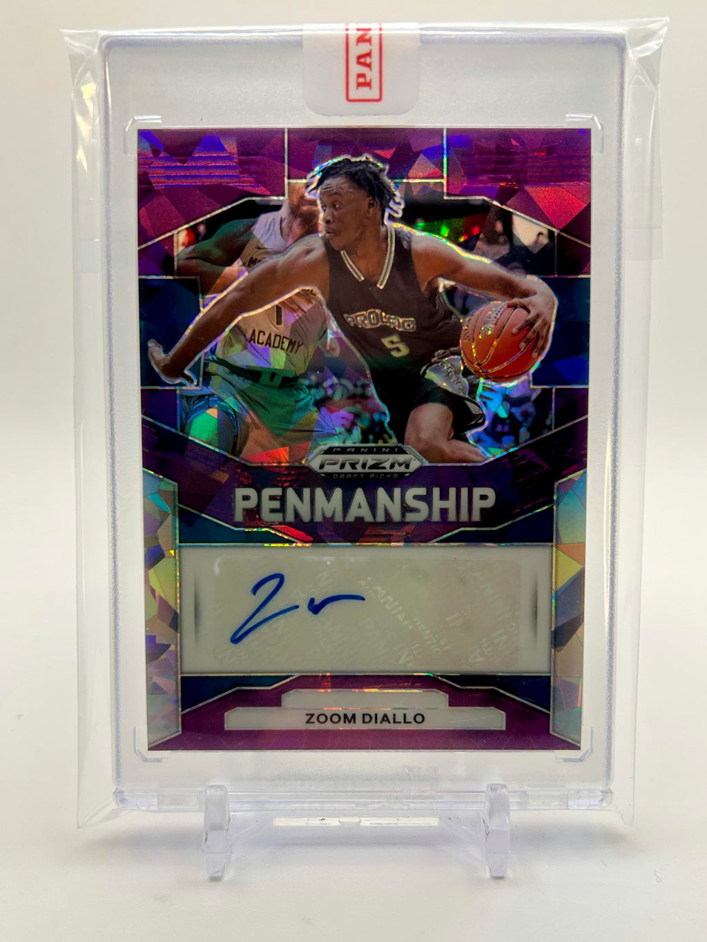 2024-25 Panini Prizm Draft Picks Zoom Diallo Penmanship Purple Ice Auto /99