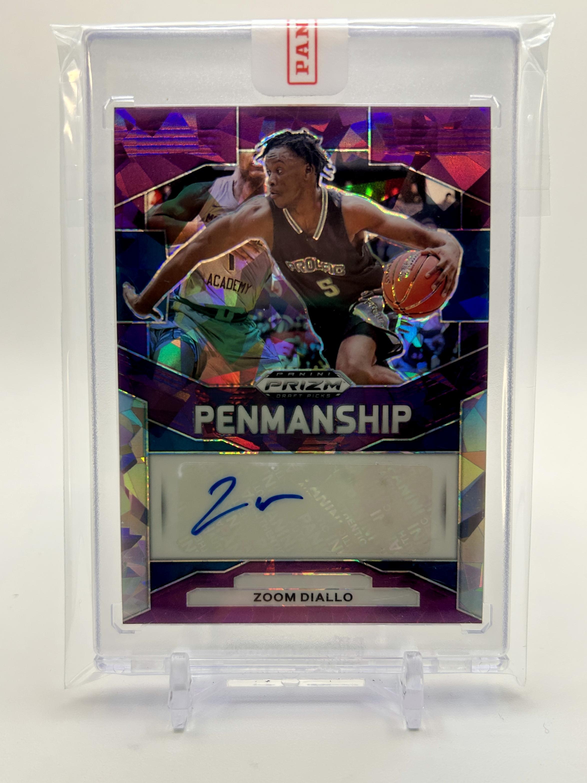 2024-25 Panini Prizm Draft Picks Zoom Diallo Penmanship Purple Ice Auto /99