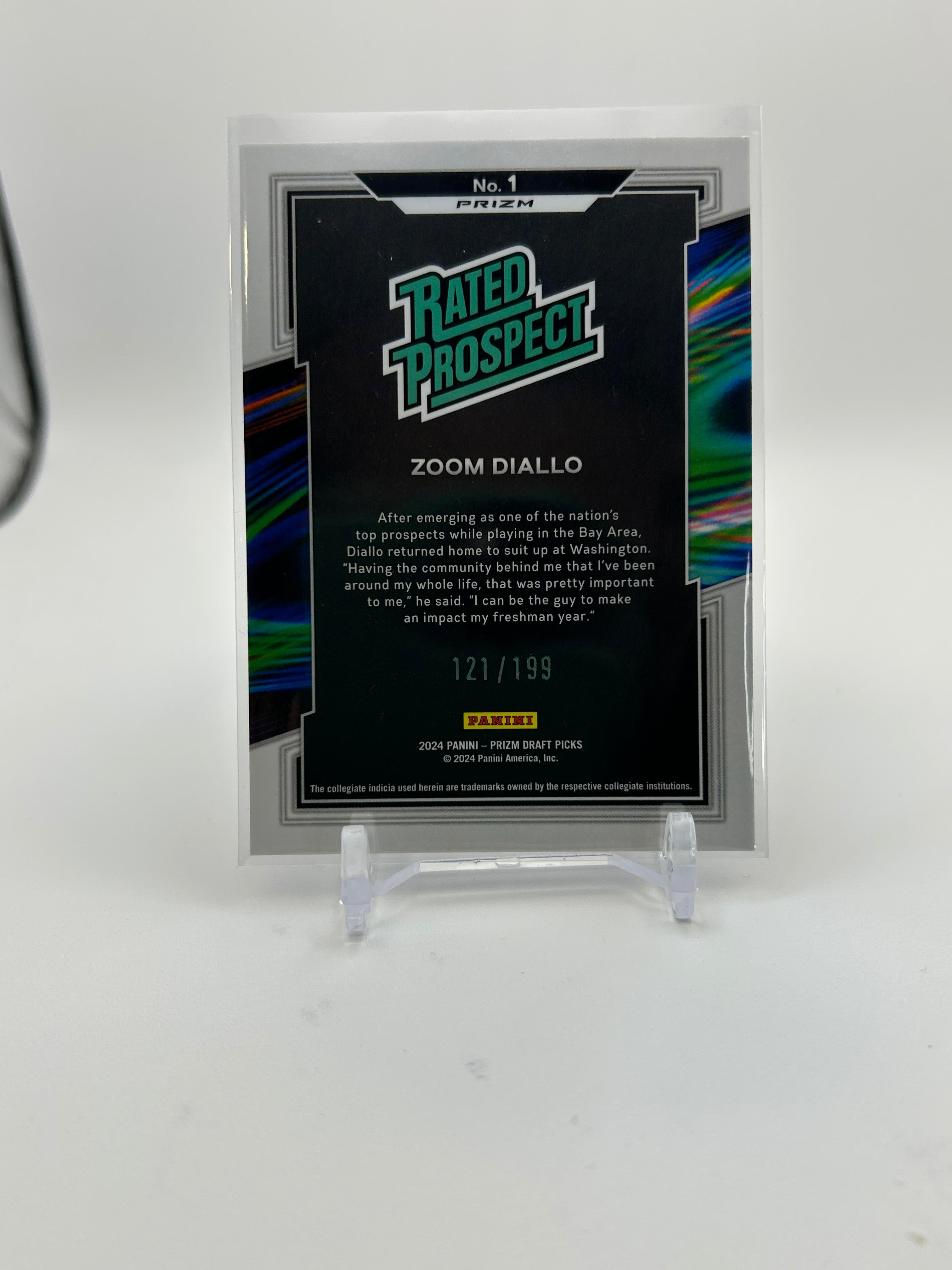 2024-25 Panini Prizm Draft Picks Zoom Diallo Rated Prospect Blue Prizm /199