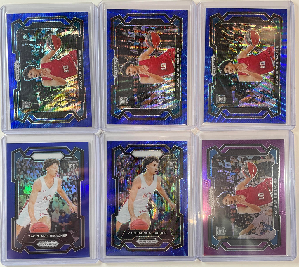 2024-25 Panini Prizm Draft Zaccharie Risacher Purple Var /75 Blue /99 Set (x6)