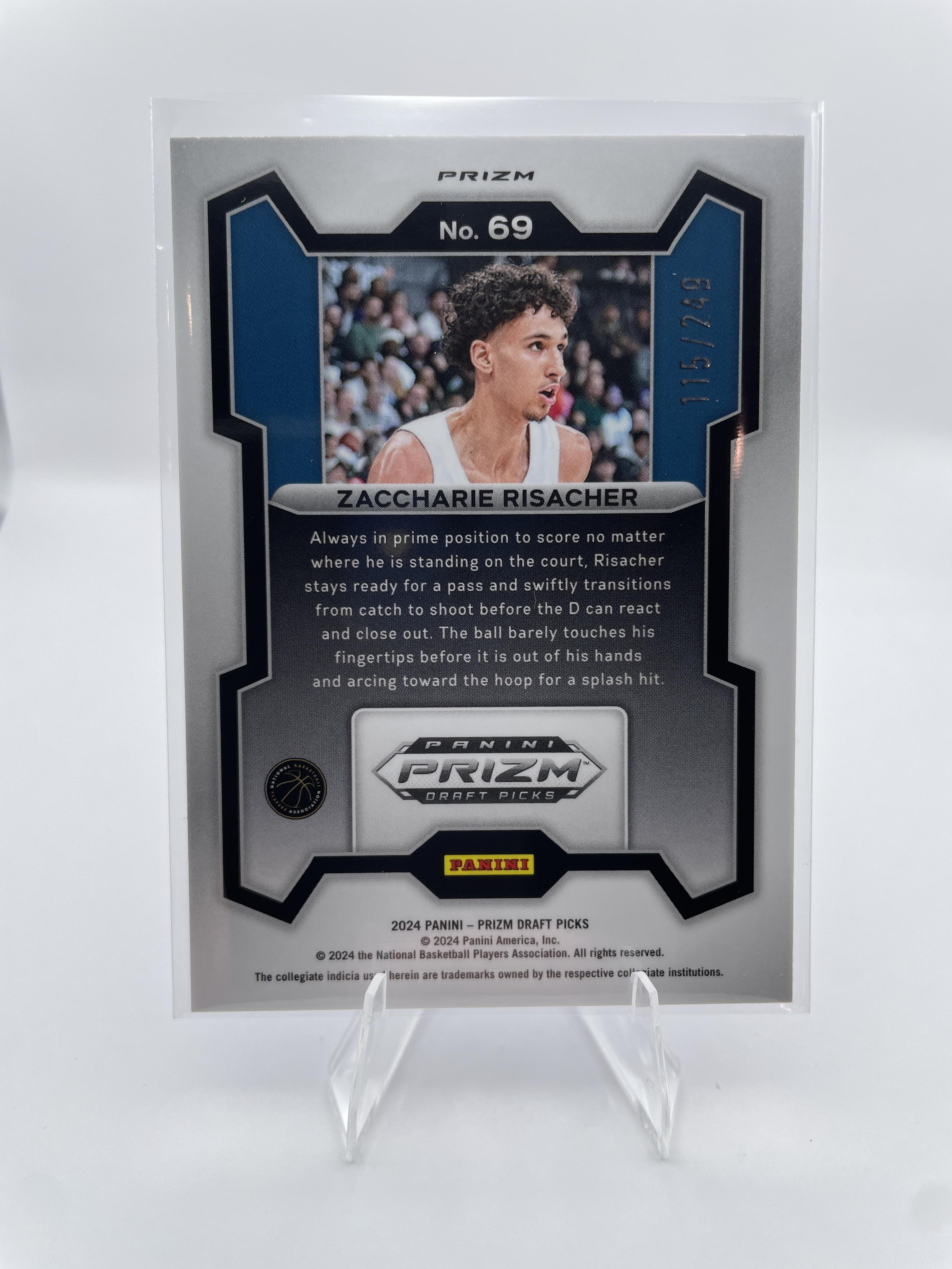 2024-25 Panini Prizm Draft Zaccharie Risacher Purple Var /75 Blue /99 Set (x6)