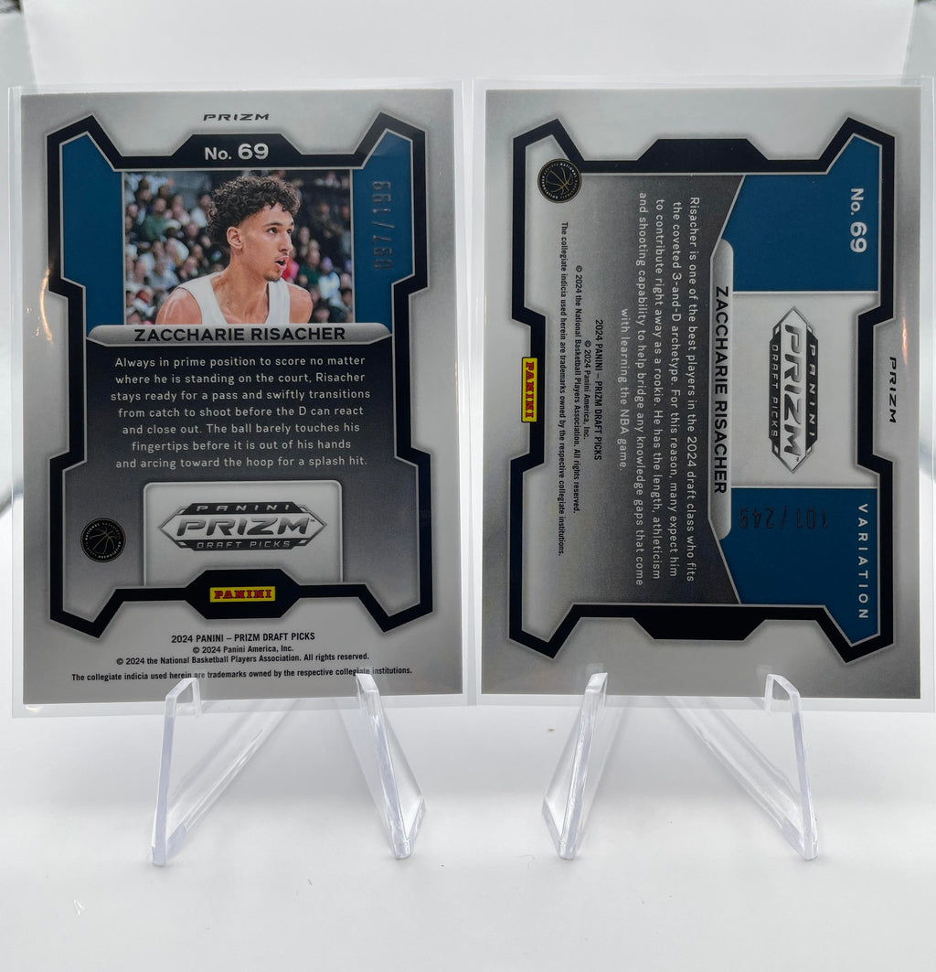 2024-25 Panini Prizm Draft Zaccharie Risacher Purple Var /75 Blue /99 Set (x6)