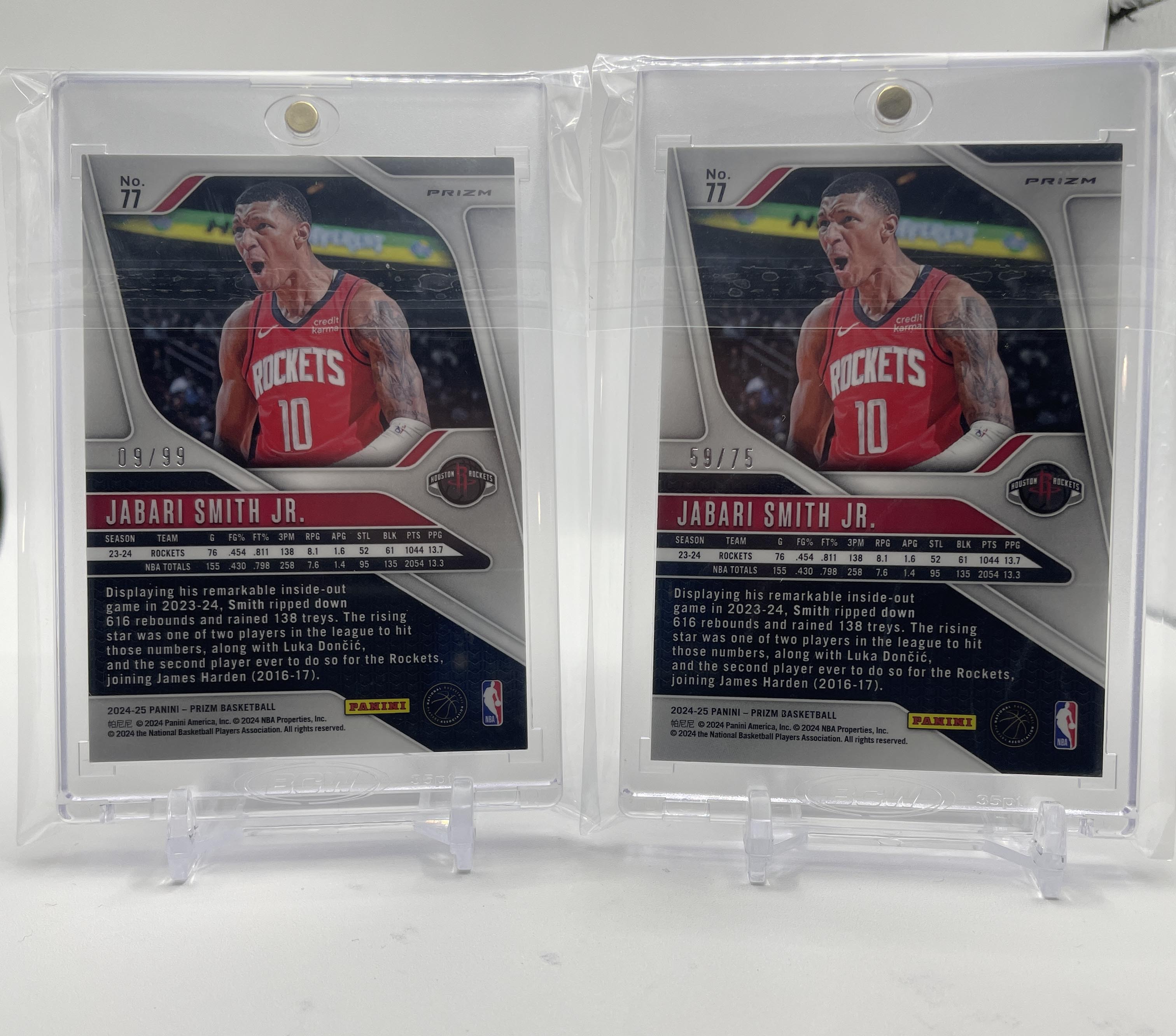 2024-25 Panini Prizm Jabari Smith Jr. Purple Disco Prizm /75 + Purple Prizm /99