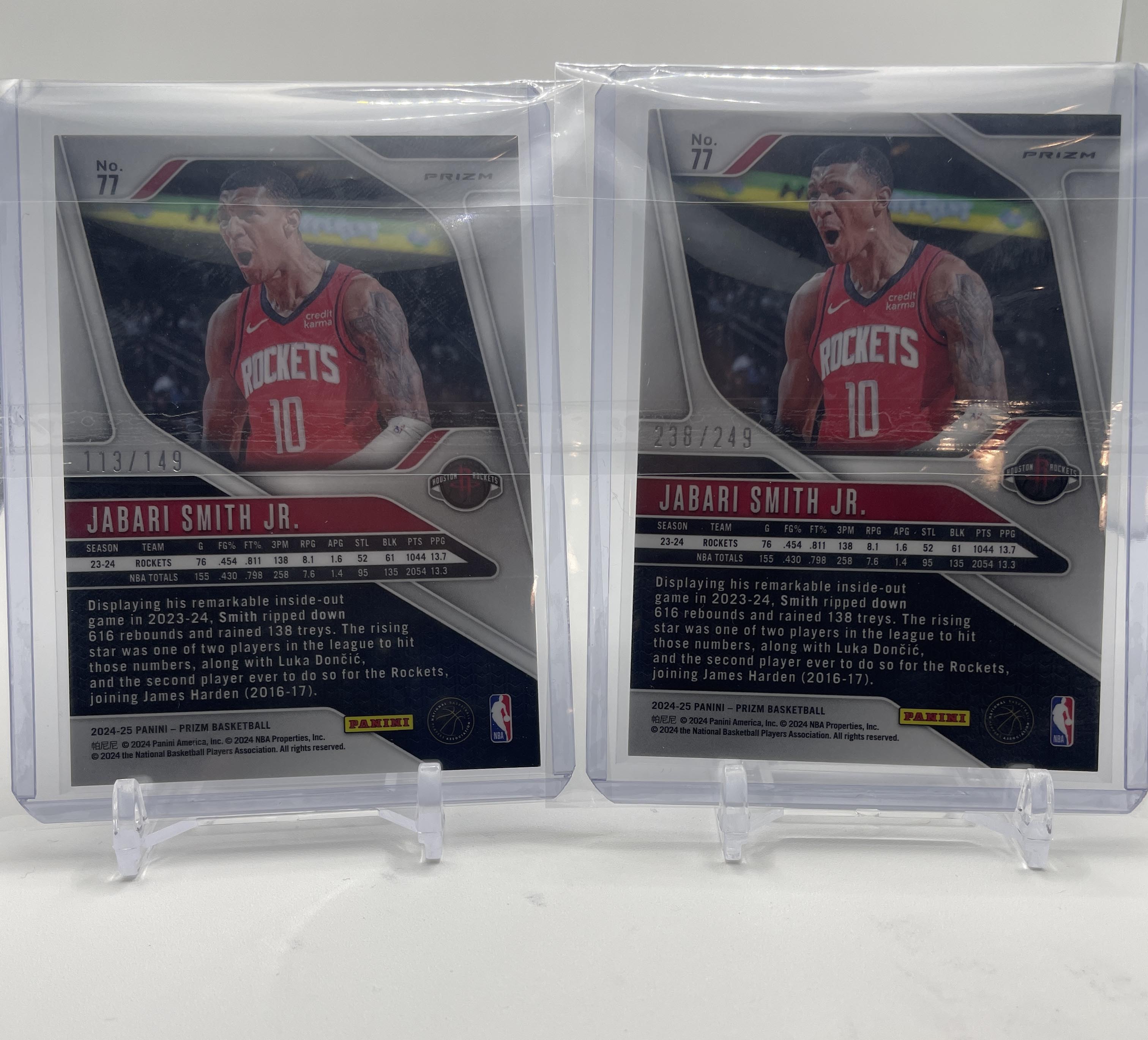 2024-25 Panini Prizm Jabari Smith Jr. Purple Prizm /149 + Skewed Prizm /249