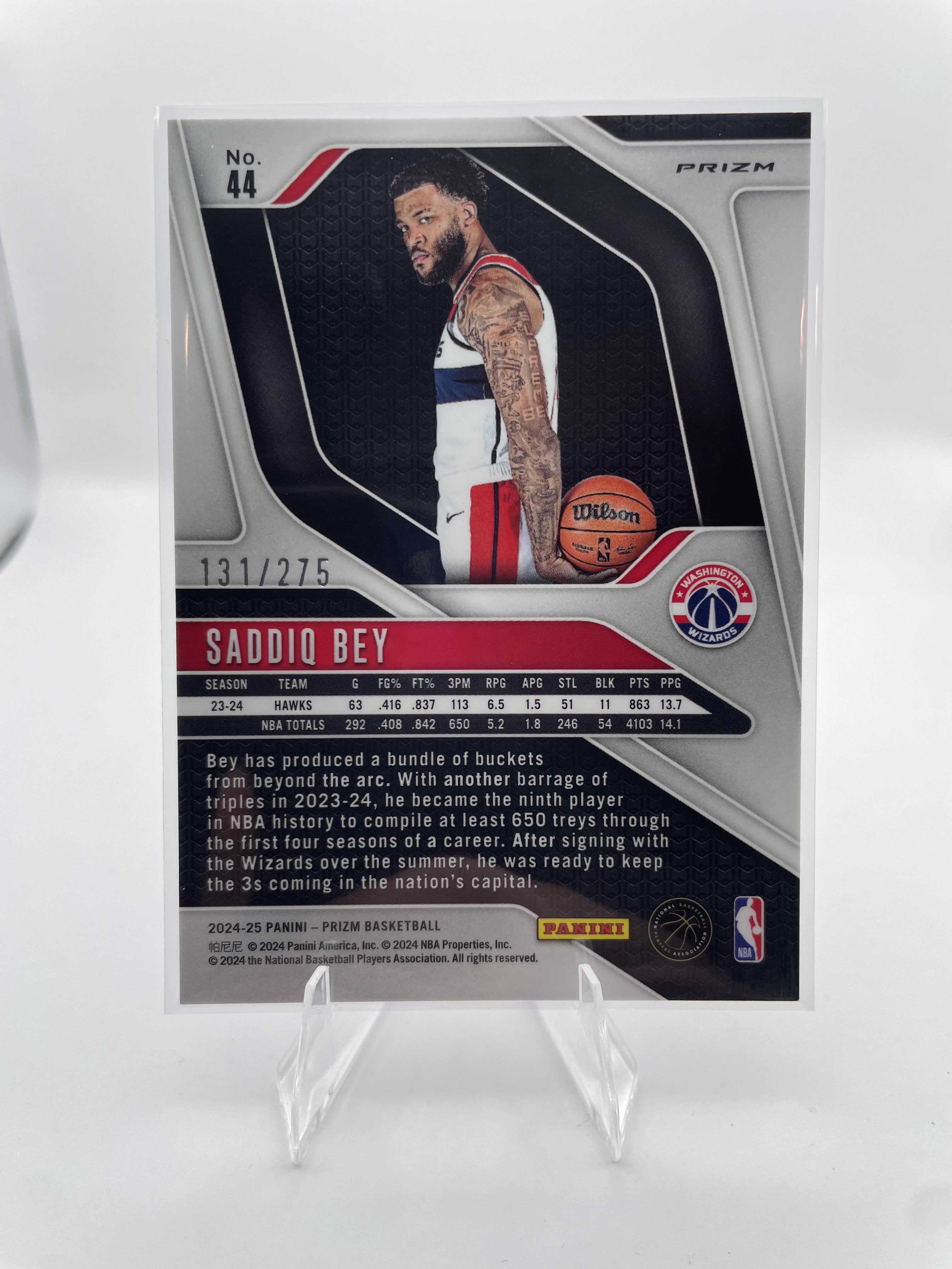 2024-25 Panini Prizm Sadiq Bey White Sparkle Refractor /175