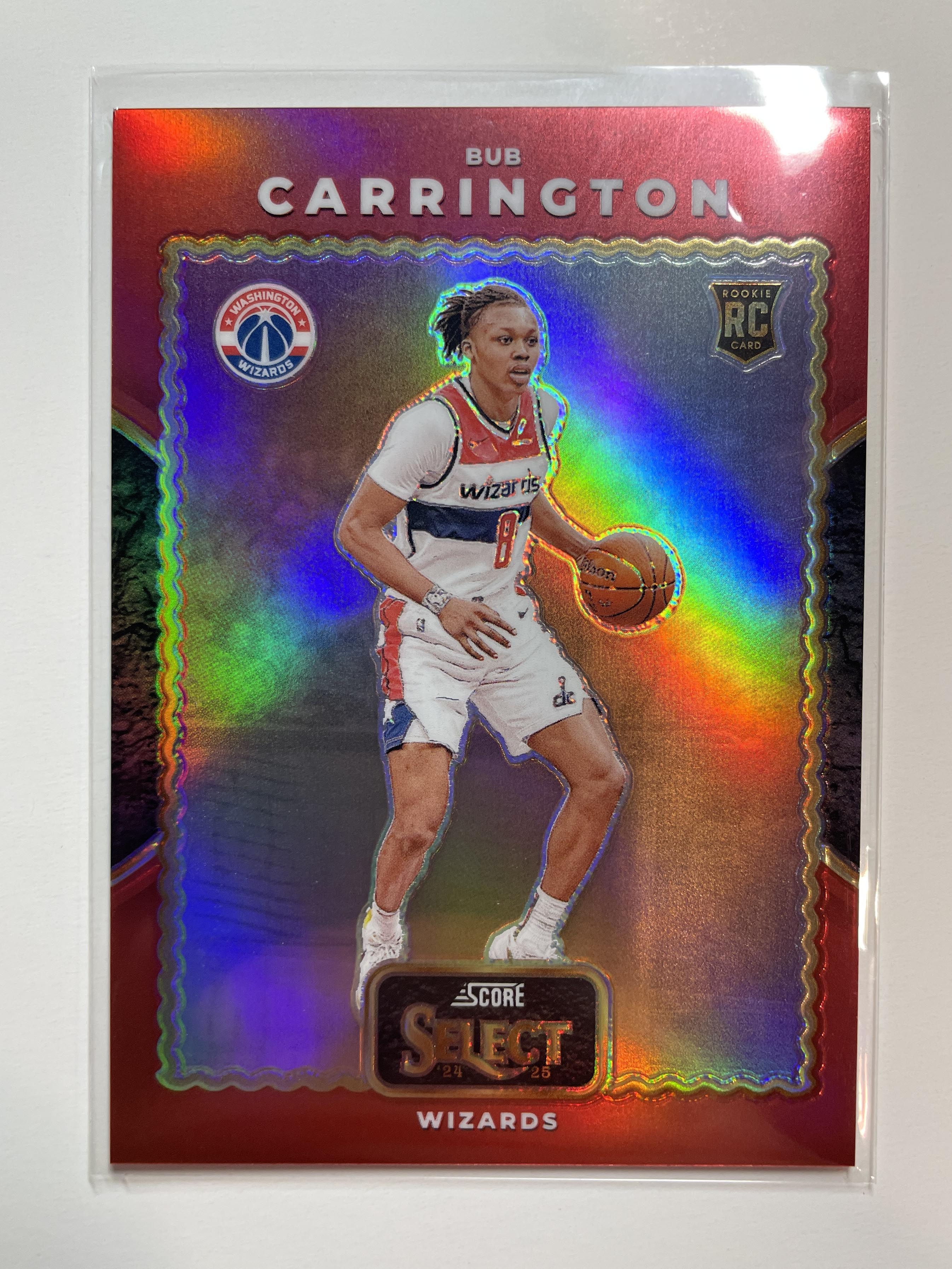 2024-25 Panini Select Bub Carrington Score Red Prizm Rookie /99