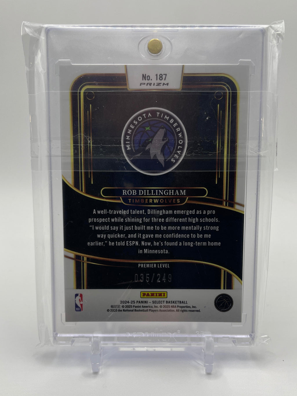 2024-25 Panini Select Rob Dillingham Premier Level Purple Prizm Rookie /249