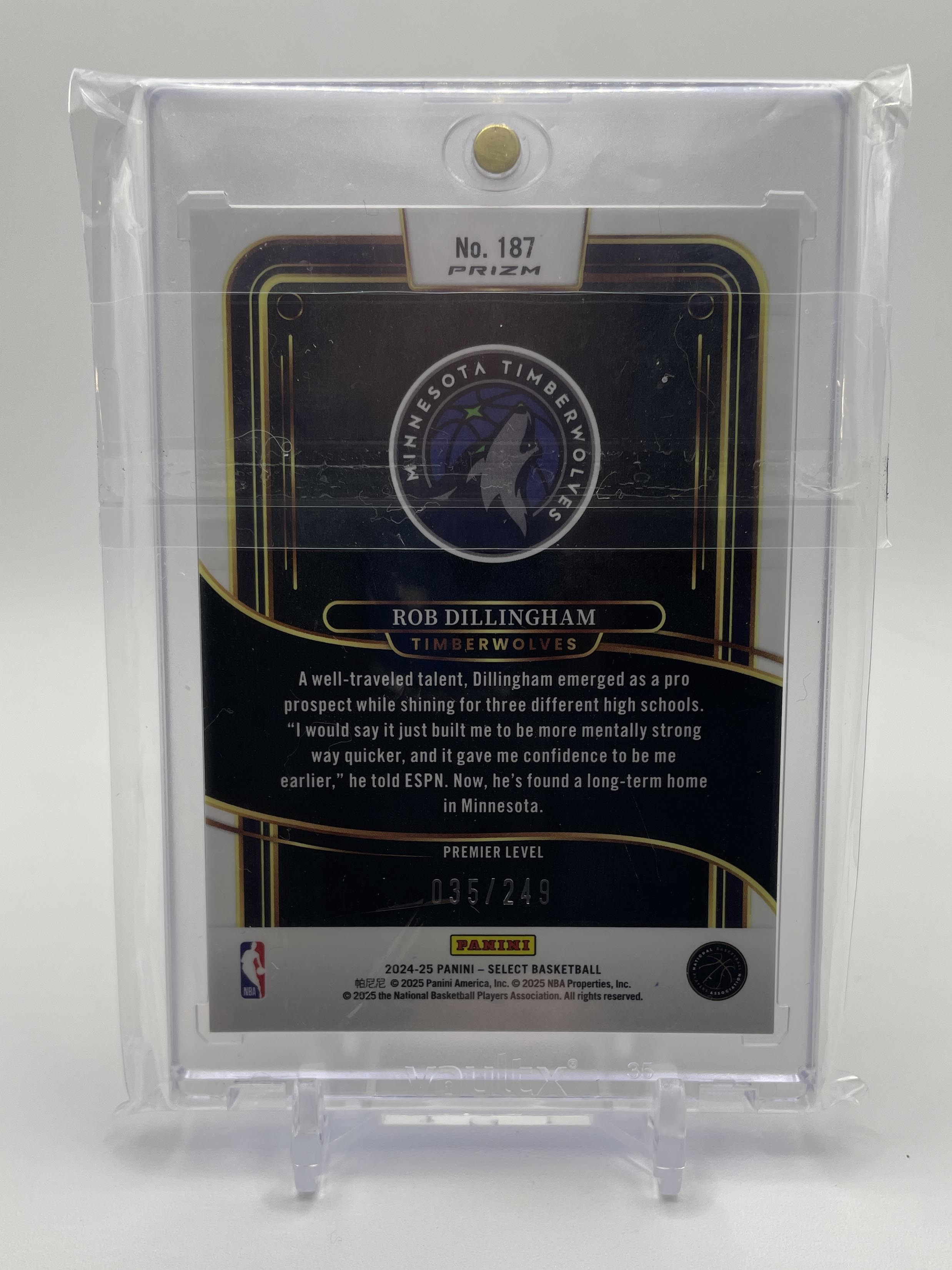 2024-25 Panini Select Rob Dillingham Premier Level Purple Prizm Rookie /249