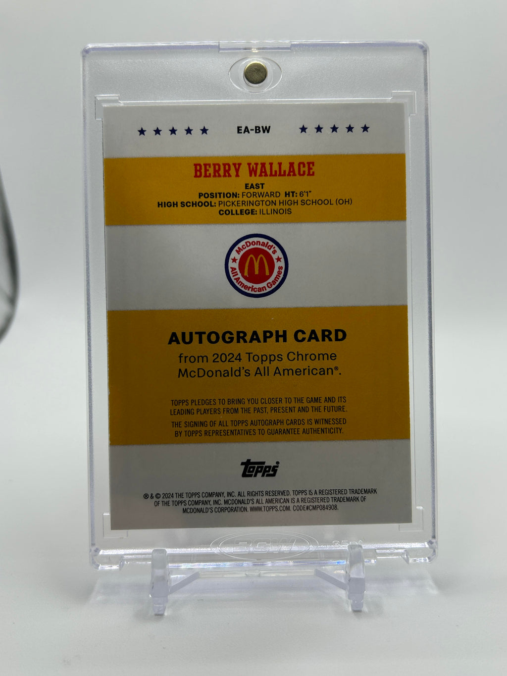 2024-25 Topps Chrome McDonald's Berry Wallace Gameday Event Auto