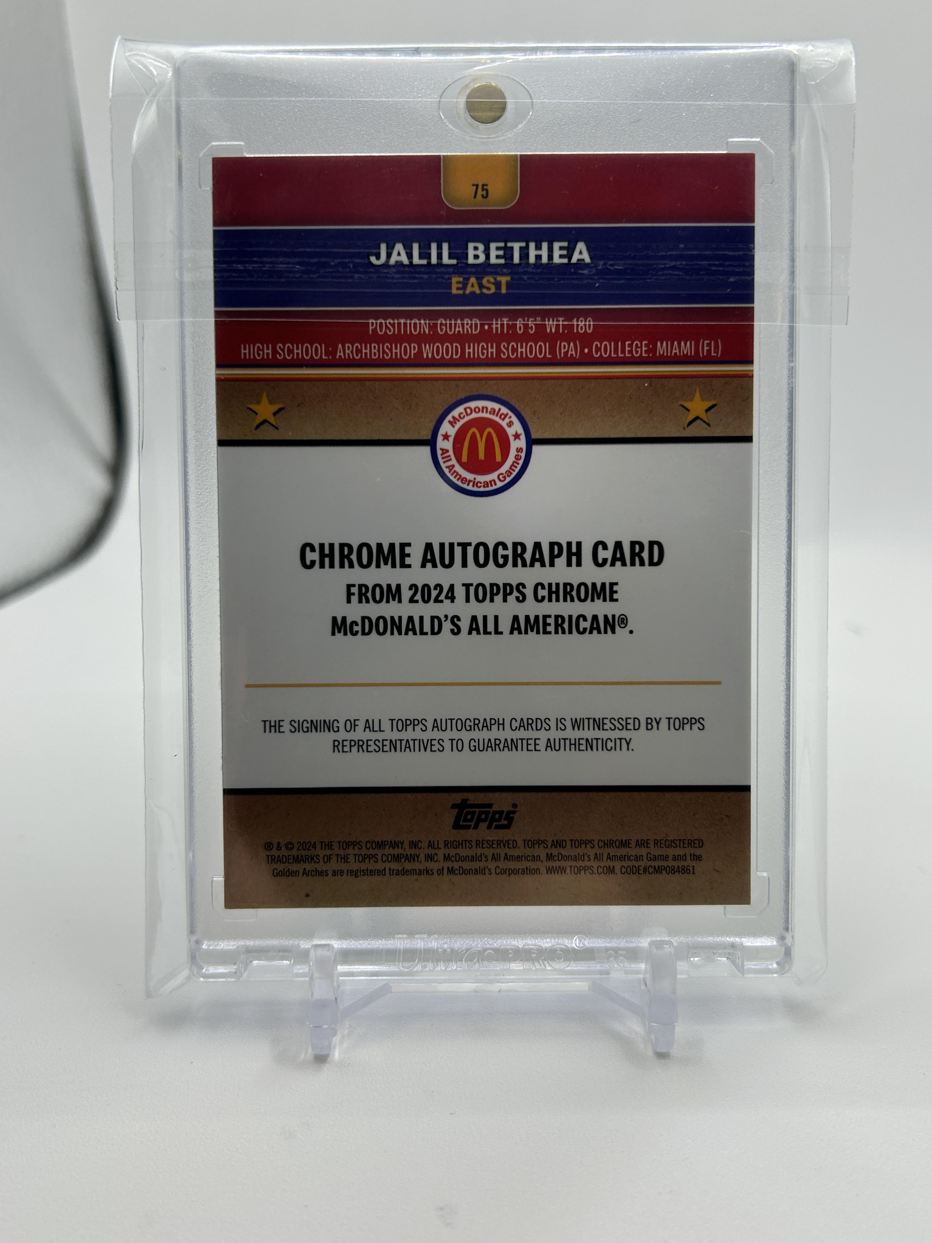 2024-25 Topps Chrome McDonald's Jalil Bethea Logo Refractor Auto /75