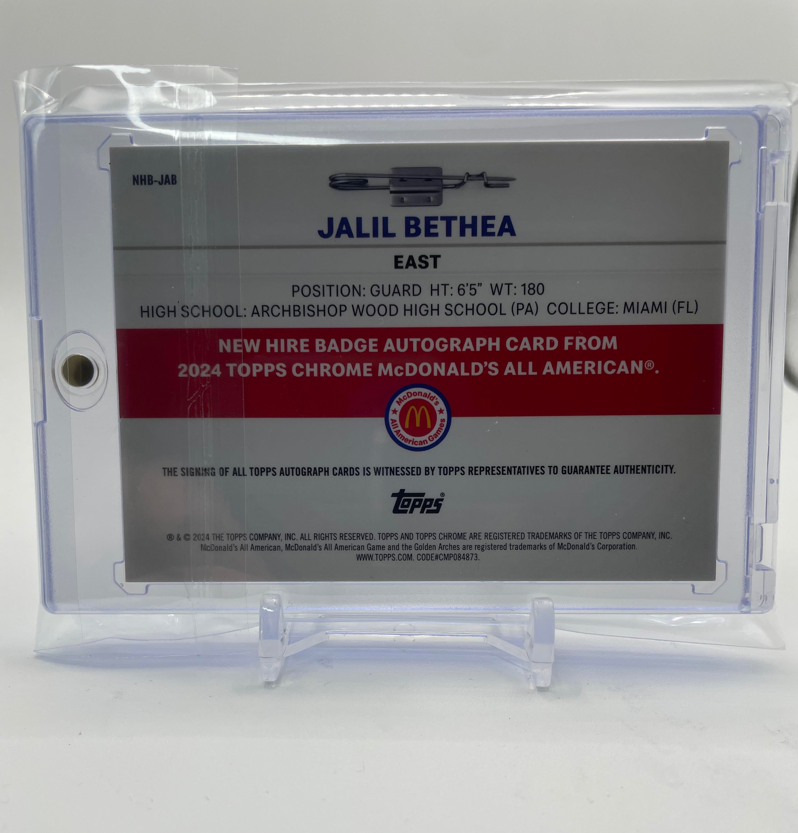 2024-25 Topps Chrome McDonald's Jalil Bethea New Hire Tye-Dye Refractor Auto /25