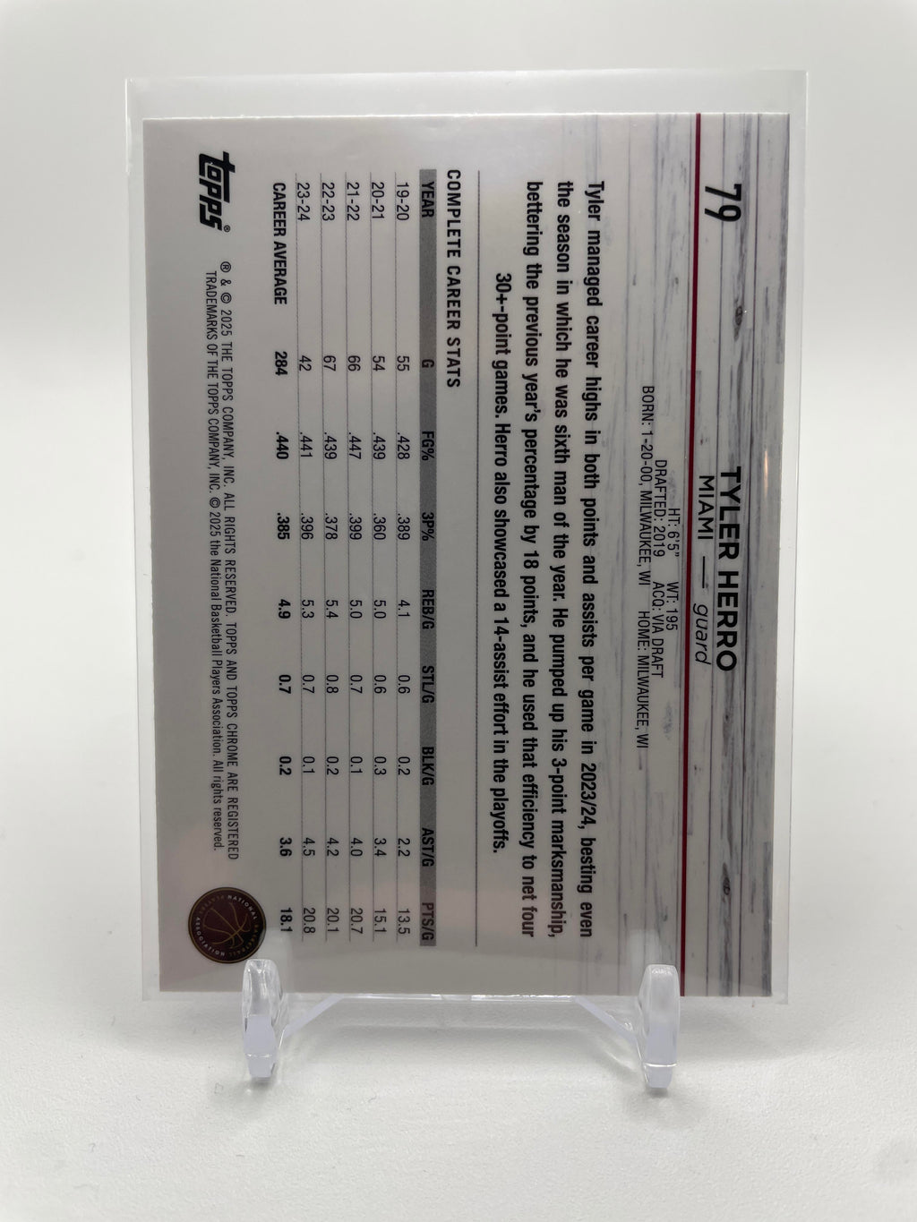2024-25 Topps Chrome Tyler Herro Purple Speckle Refractor /299