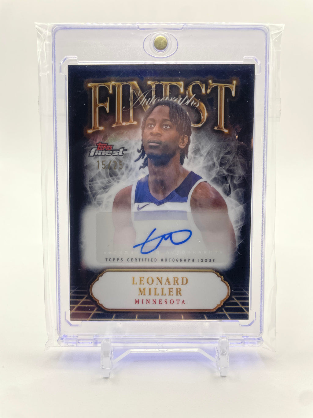 2024-25 Topps Finest Leonard Miller Finest Autographs Black Refractor Auto /25