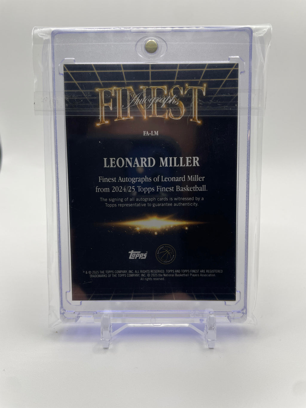 2024-25 Topps Finest Leonard Miller Finest Autographs Black Refractor Auto /25