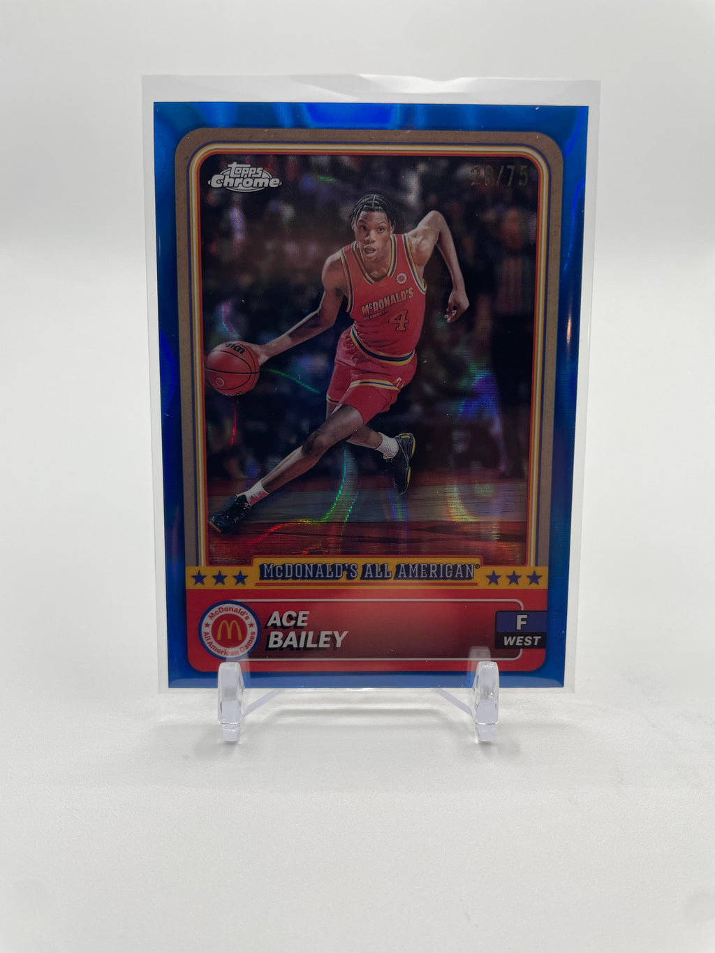 2024-25 Topps McDonald's Chrome Ace Bailey Blue Refractor /75 + Logo SP Set (x4)