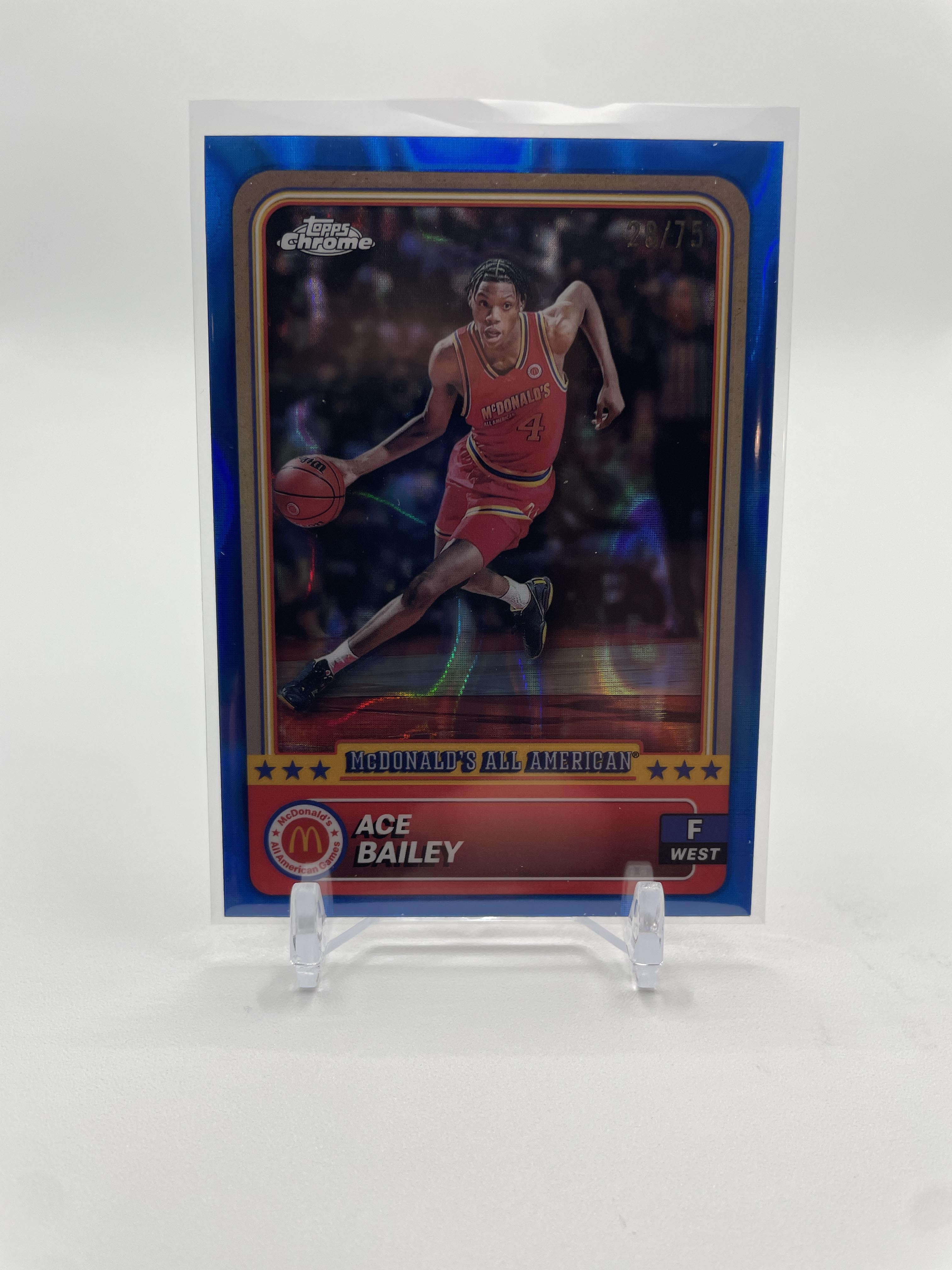2024-25 Topps McDonald's Chrome Ace Bailey Blue Refractor /75 + Logo SP Set (x4)