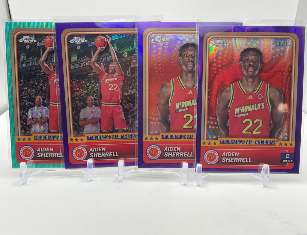 2024-25 Topps McDonald's Chrome Aiden Sherell Purple /99 /150 Aqua /199 Set (x4)