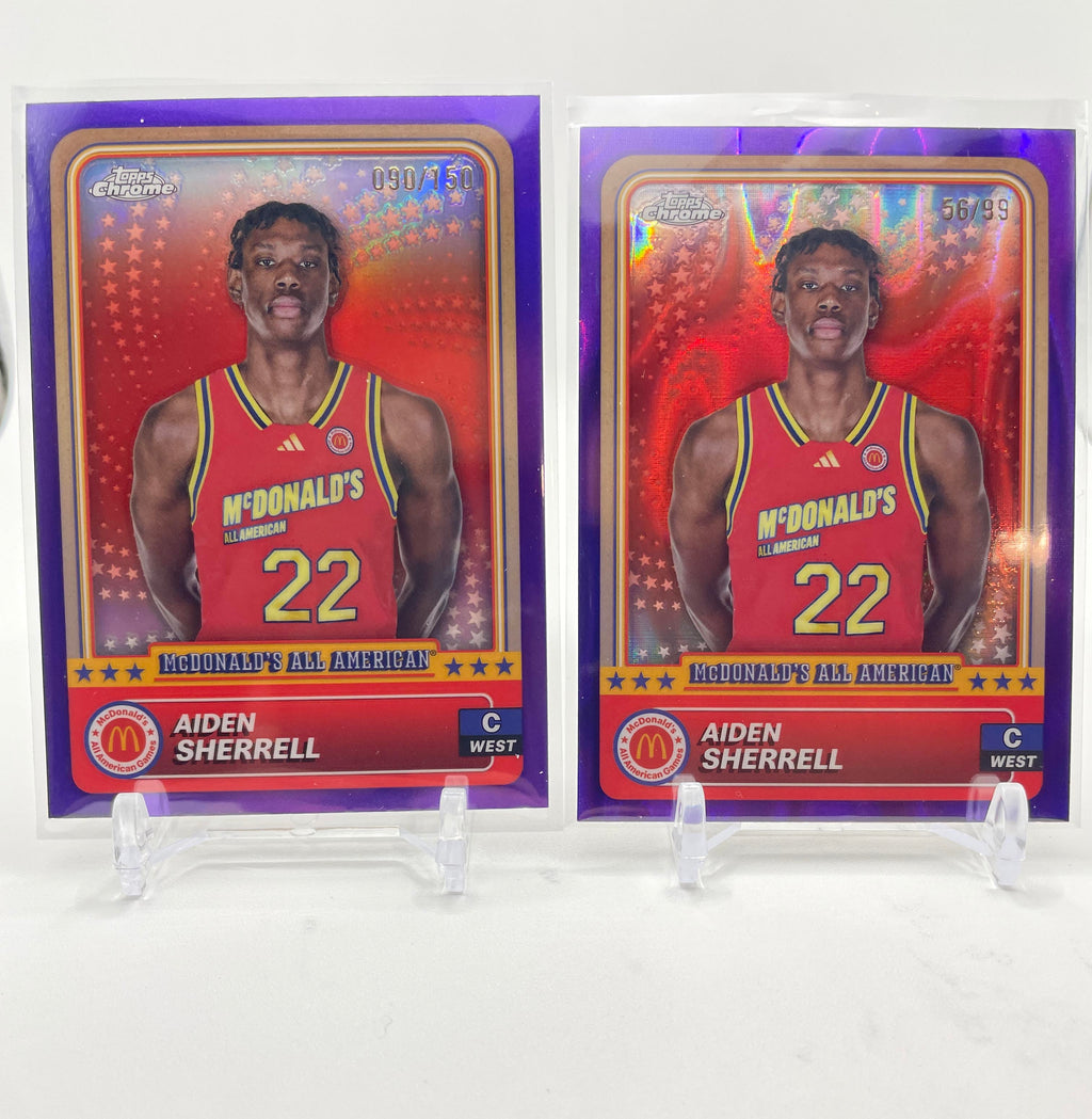 2024-25 Topps McDonald's Chrome Aiden Sherell Purple /99 /150 Aqua /199 Set (x4)