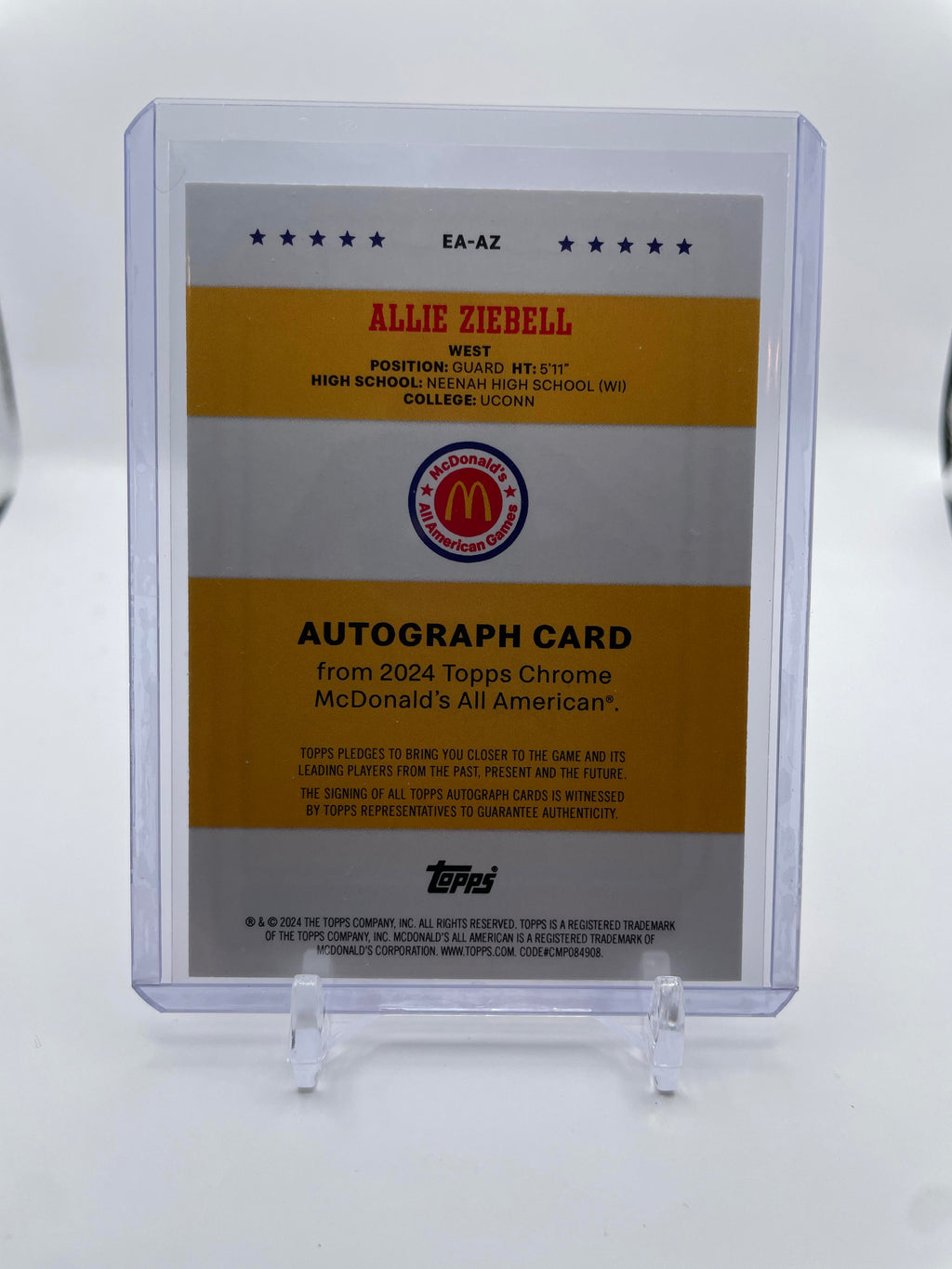 2024-25 Topps McDonald's Chrome Allie Ziebell On-Card Event Auto SP
