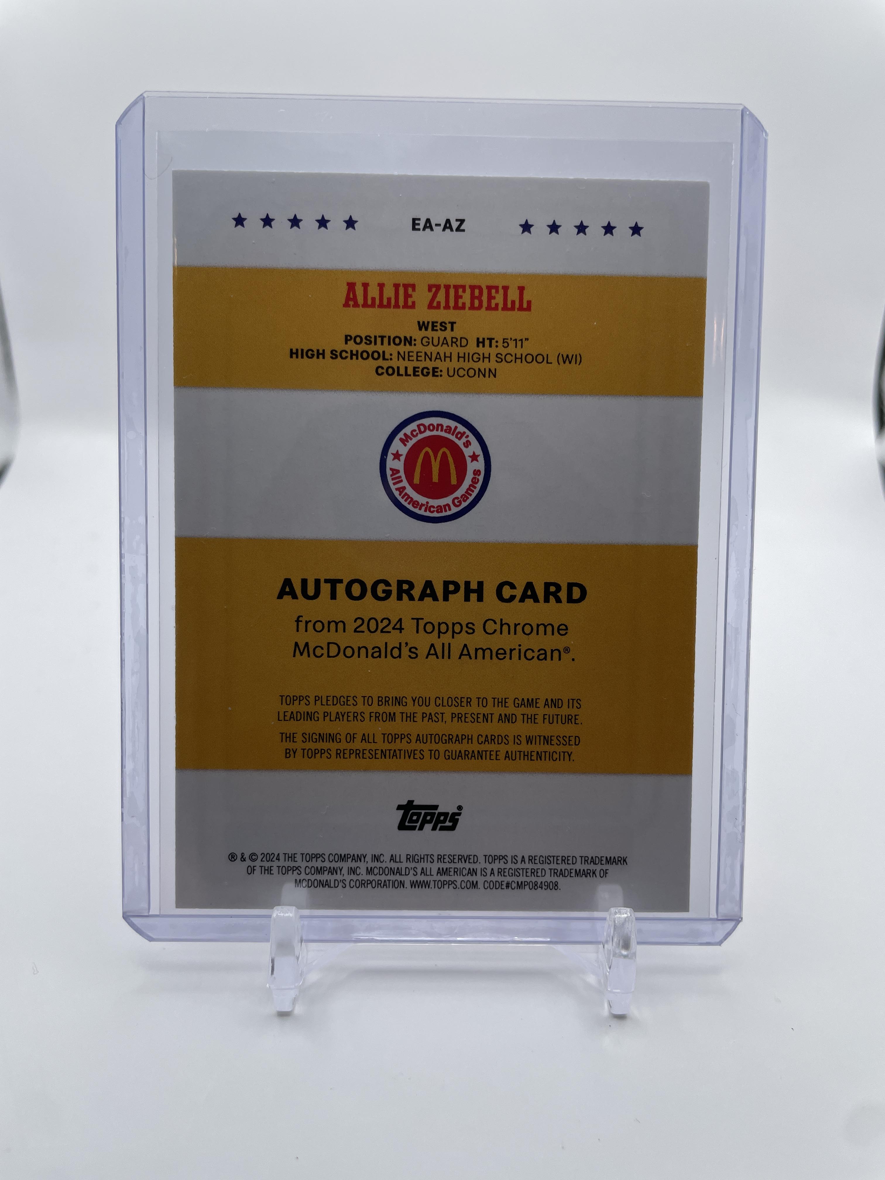 2024-25 Topps McDonald's Chrome Allie Ziebell On-Card Event Auto SP