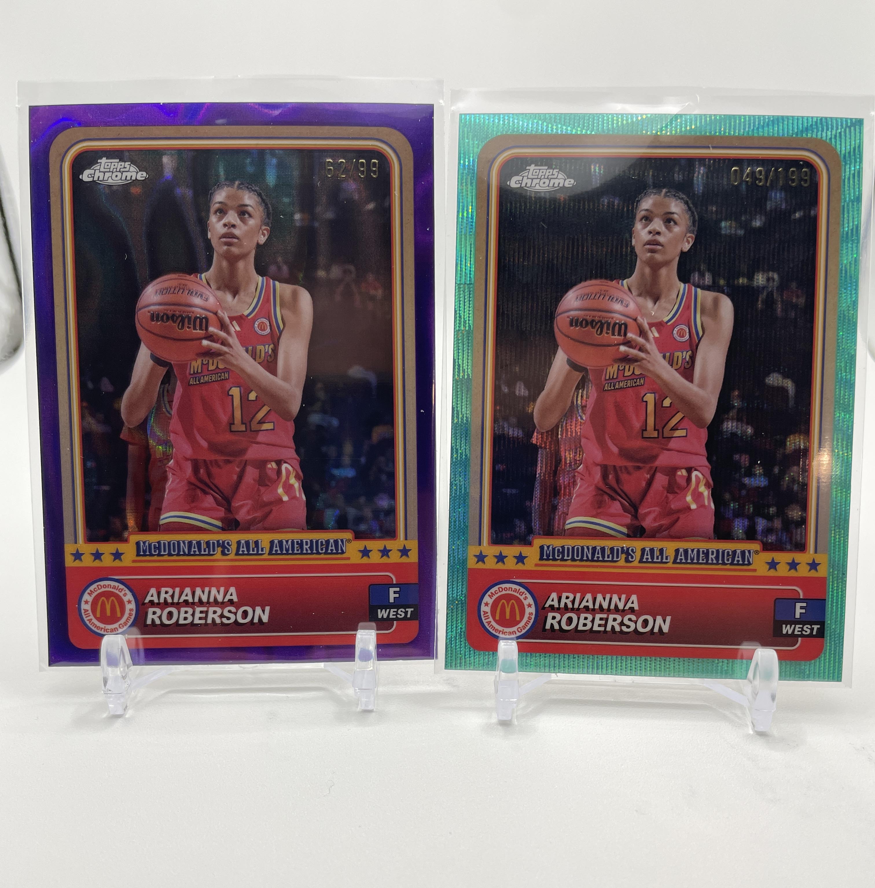 2024-25 Topps McDonald's Chrome Arianna Roberson Purple Refractor /99 +Aqua /199