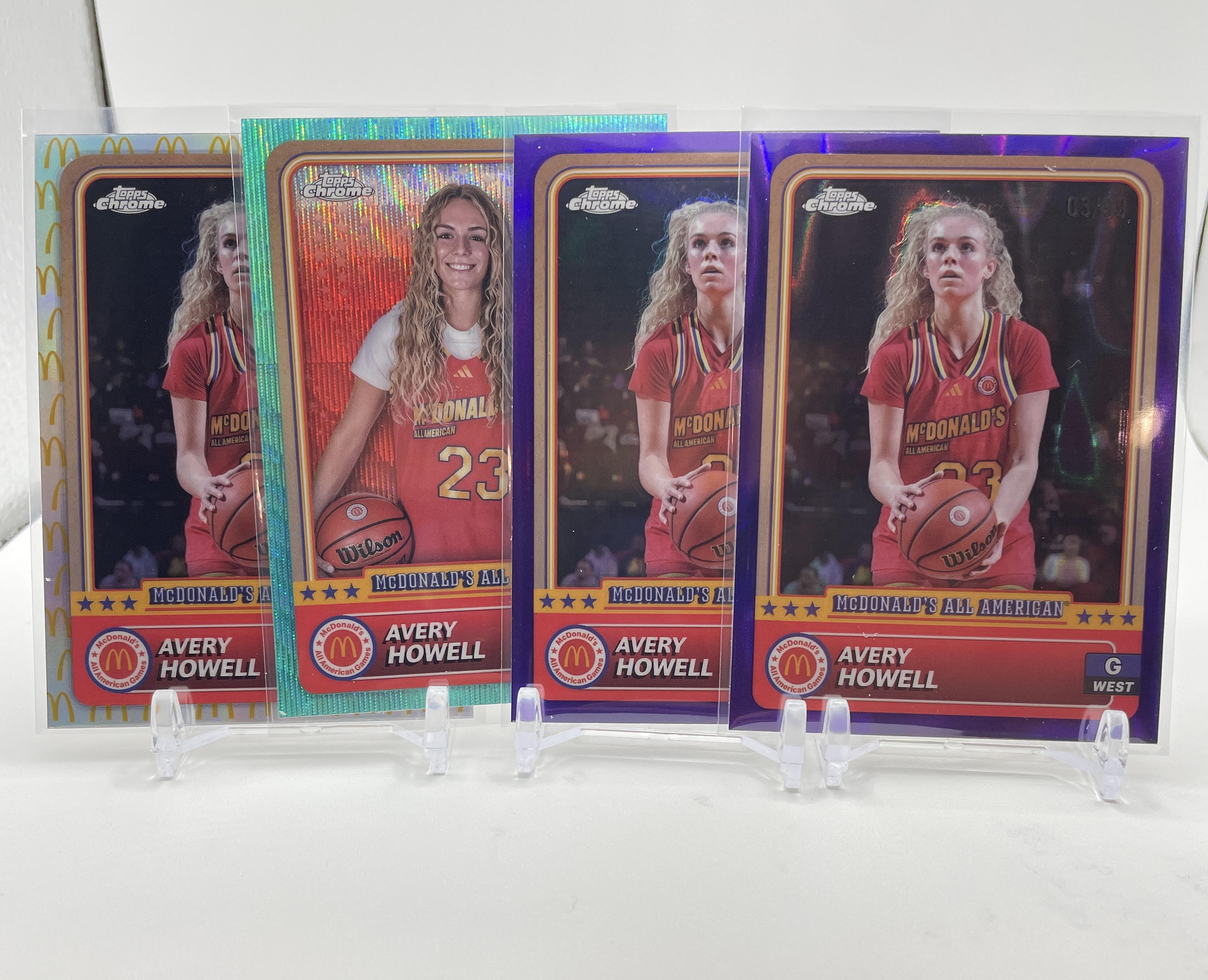 2024-25 Topps McDonald's Chrome Avery Howell Purple Refractor /99 /150 Set (x4)