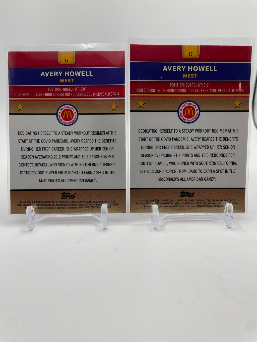 2024-25 Topps McDonald's Chrome Avery Howell Purple Refractor /99 /150 Set (x4)
