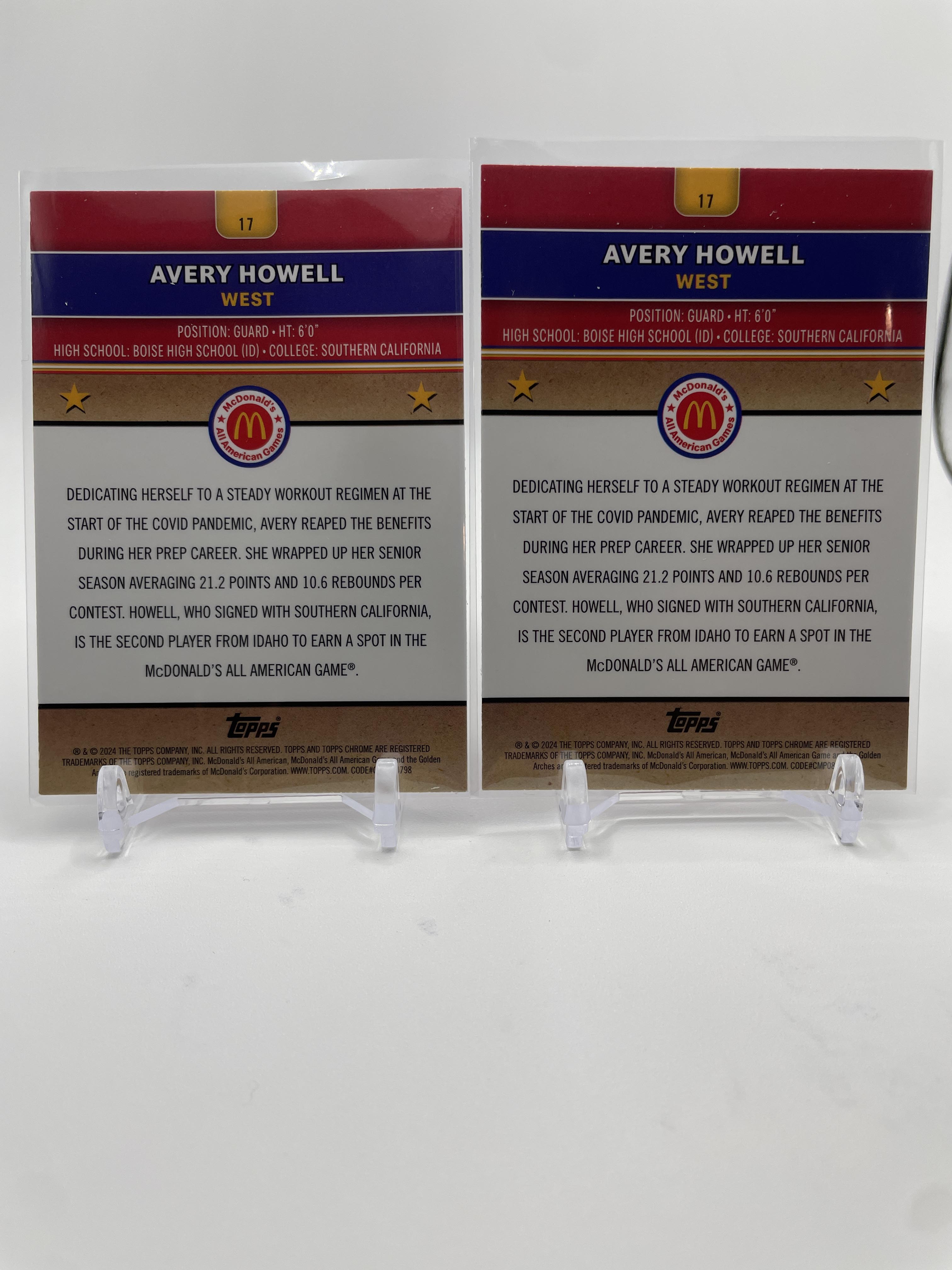 2024-25 Topps McDonald's Chrome Avery Howell Purple Refractor /99 /150 Set (x4)