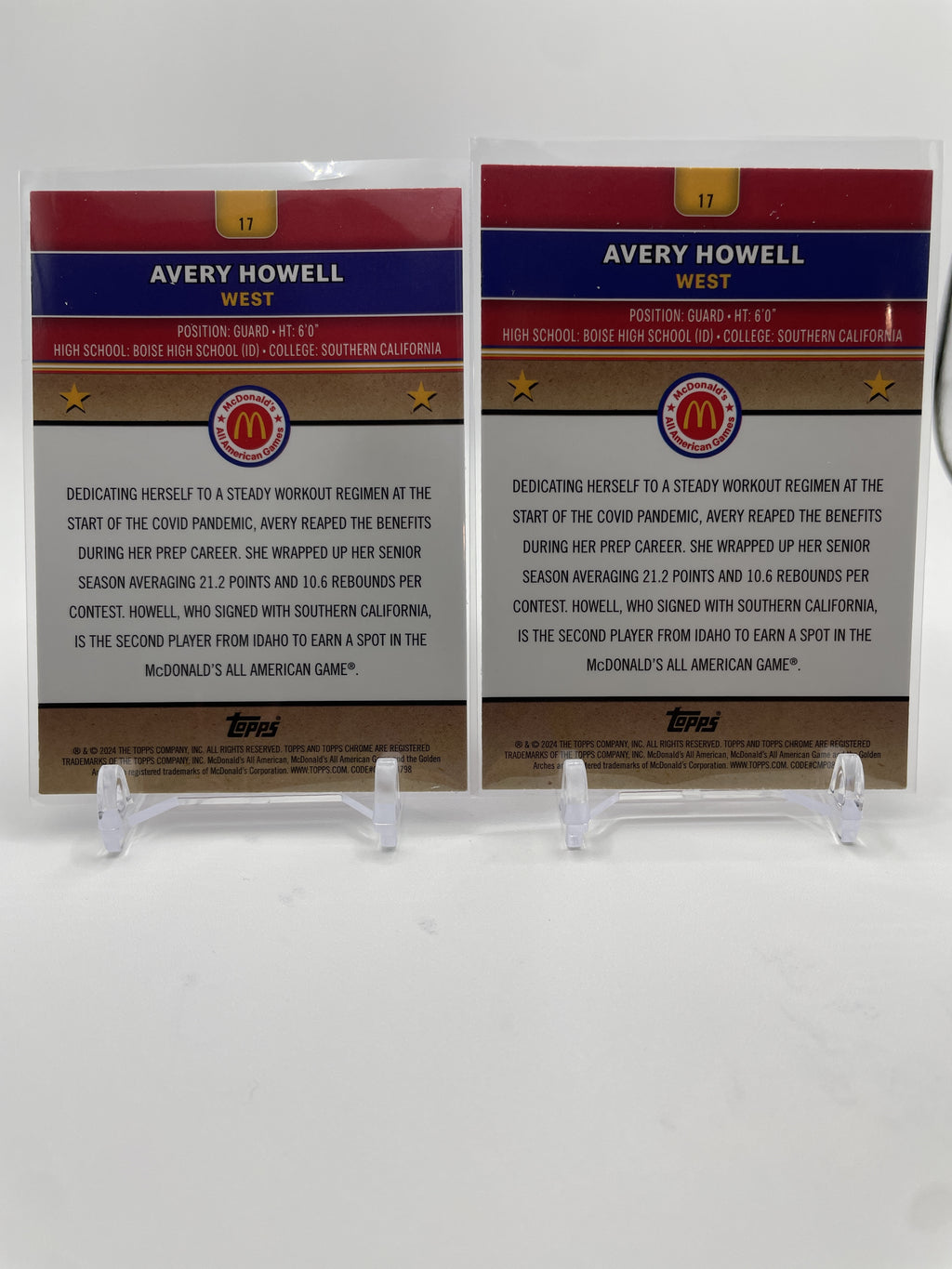 2024-25 Topps McDonald's Chrome Avery Howell Purple Refractor /99 /150 Set (x4)