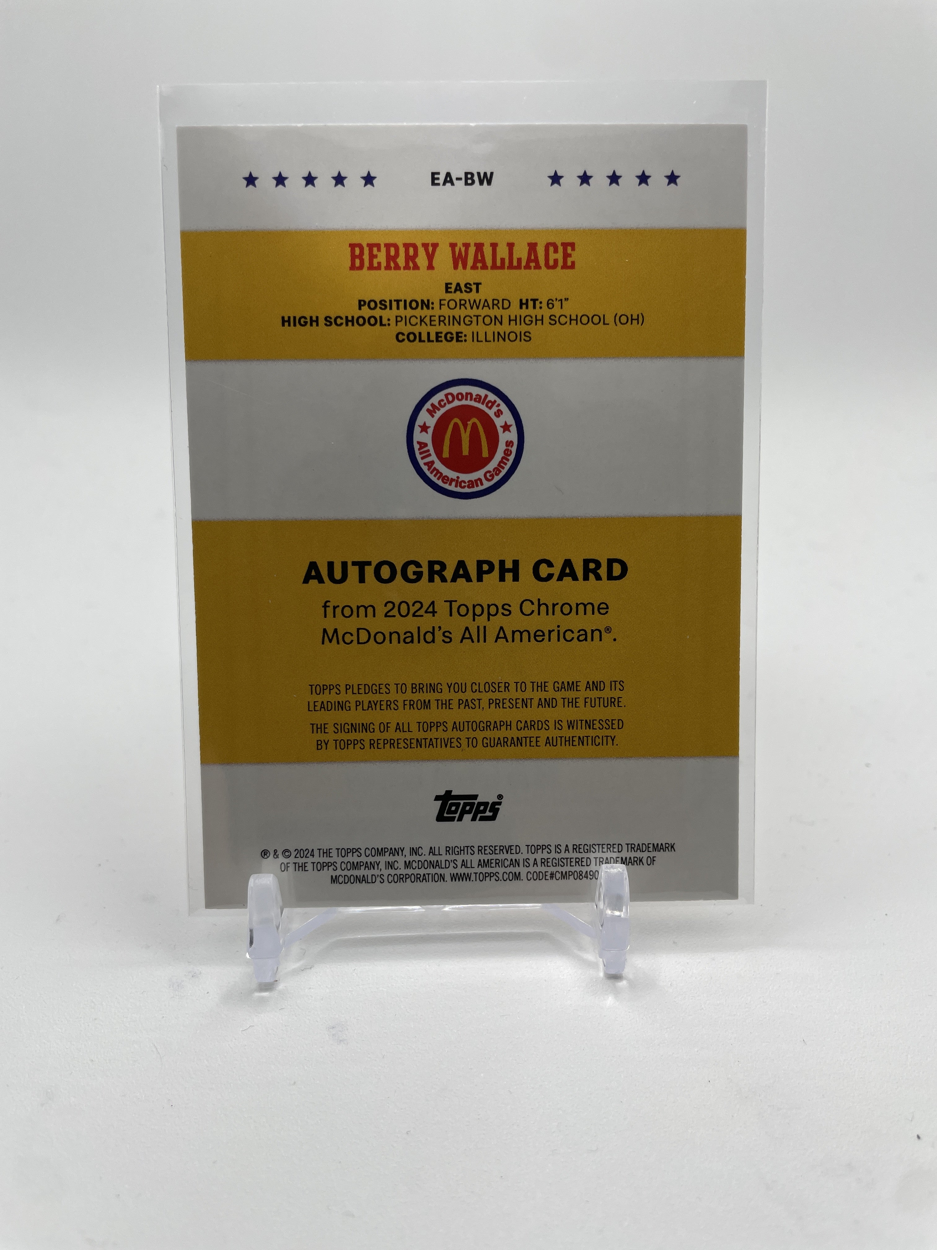 2024-25 Topps McDonald's Chrome Berry Wallace Gameday Event Auto #EA-BW
