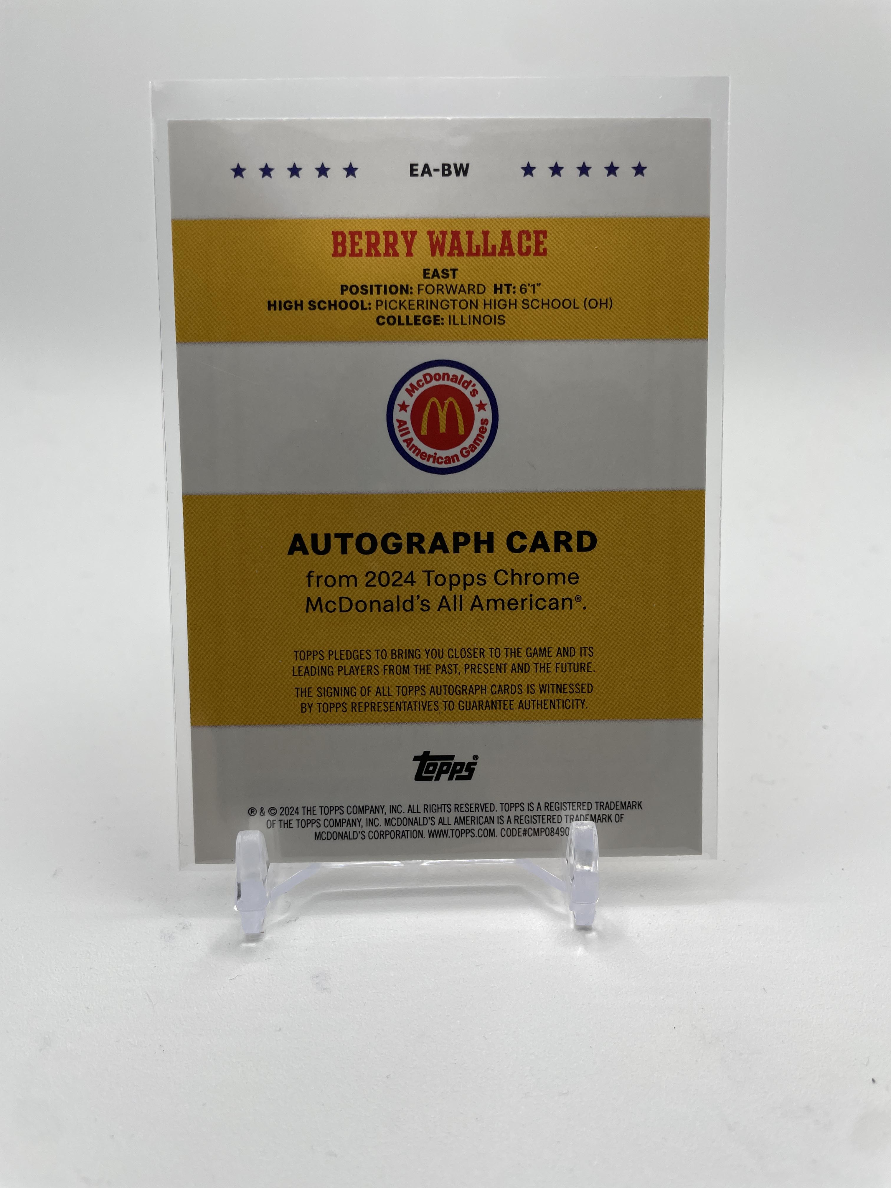 2024-25 Topps McDonald's Chrome Berry Wallace Gameday Event Auto #EA-BW