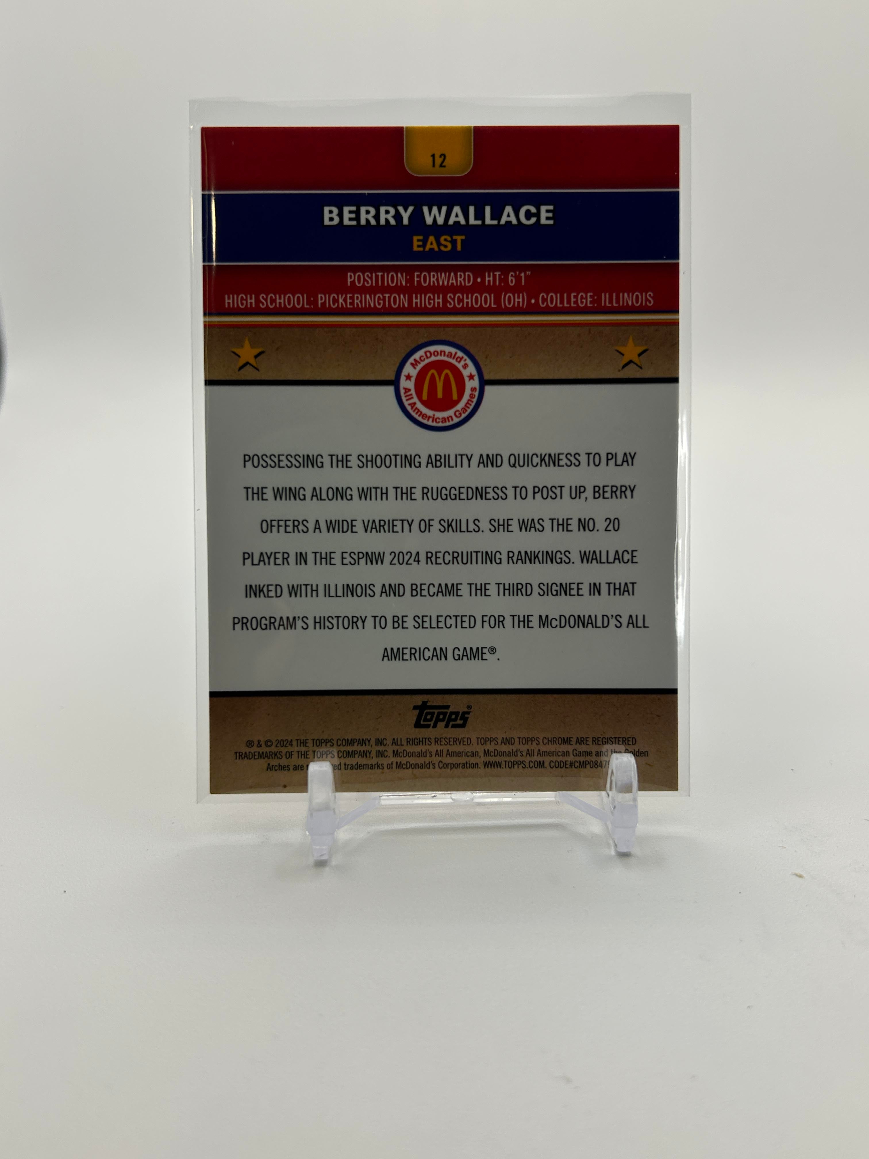 2024-25 Topps McDonald's Chrome Berry Wallace Gold Lava Refractor /50