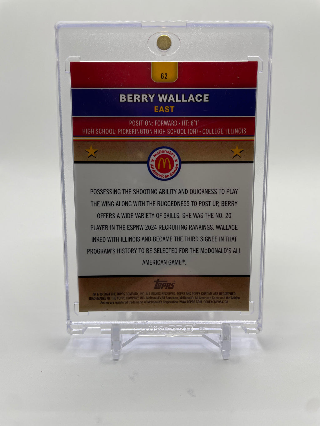 2024-25 Topps McDonald's Chrome Berry Wallace Red Refractor /5
