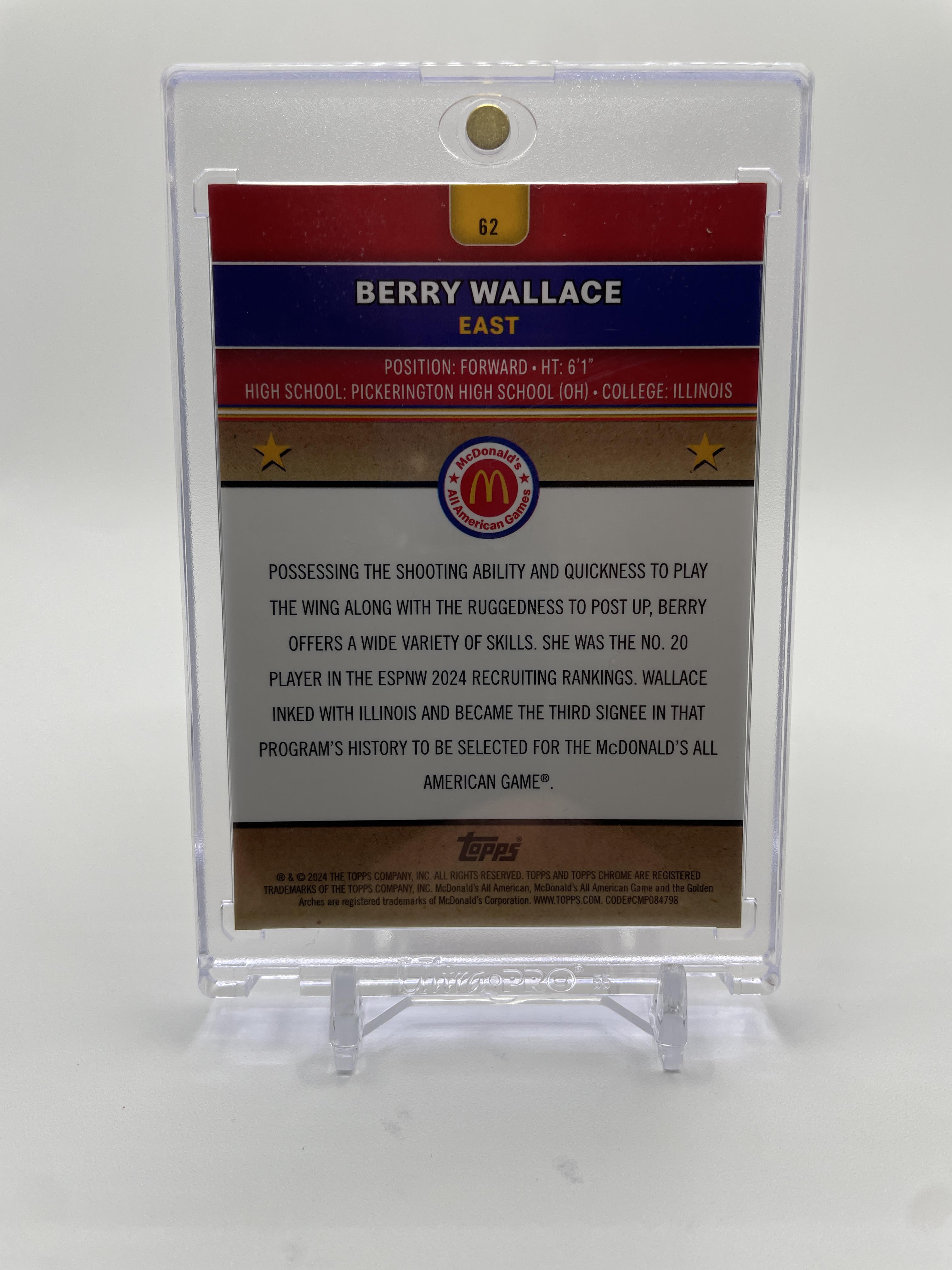 2024-25 Topps McDonald's Chrome Berry Wallace Red Refractor /5