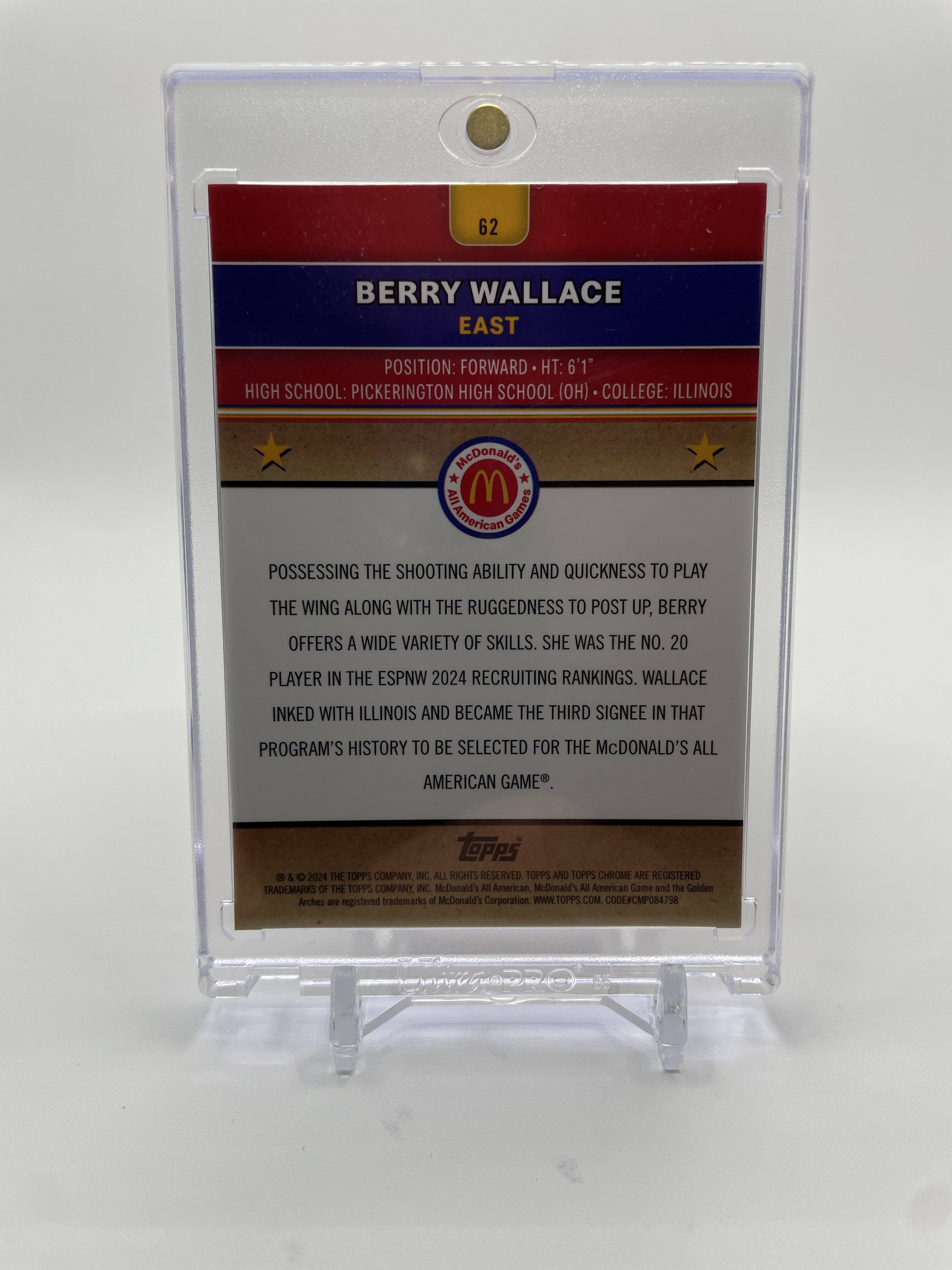 2024-25 Topps McDonald's Chrome Berry Wallace Red Refractor /5