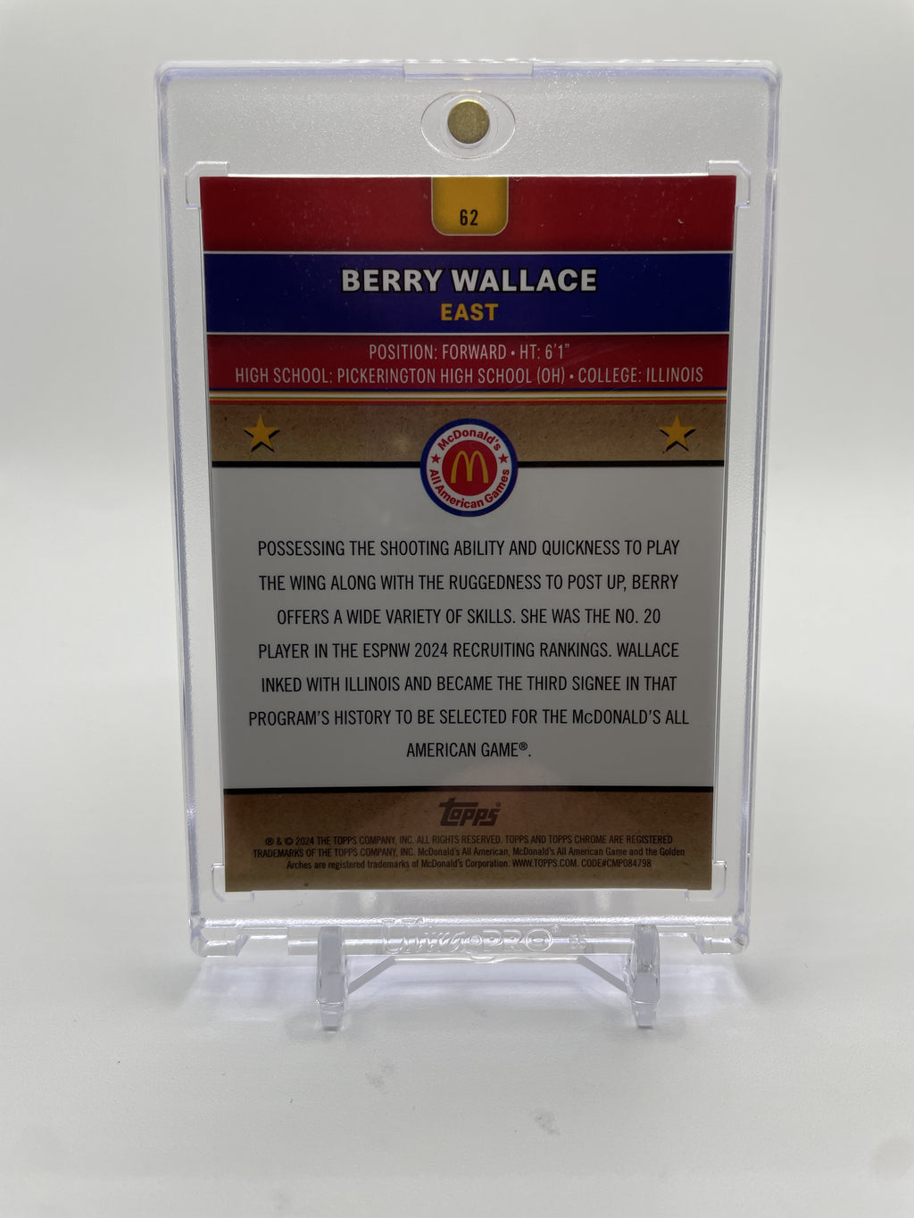 2024-25 Topps McDonald's Chrome Berry Wallace Red Refractor /5