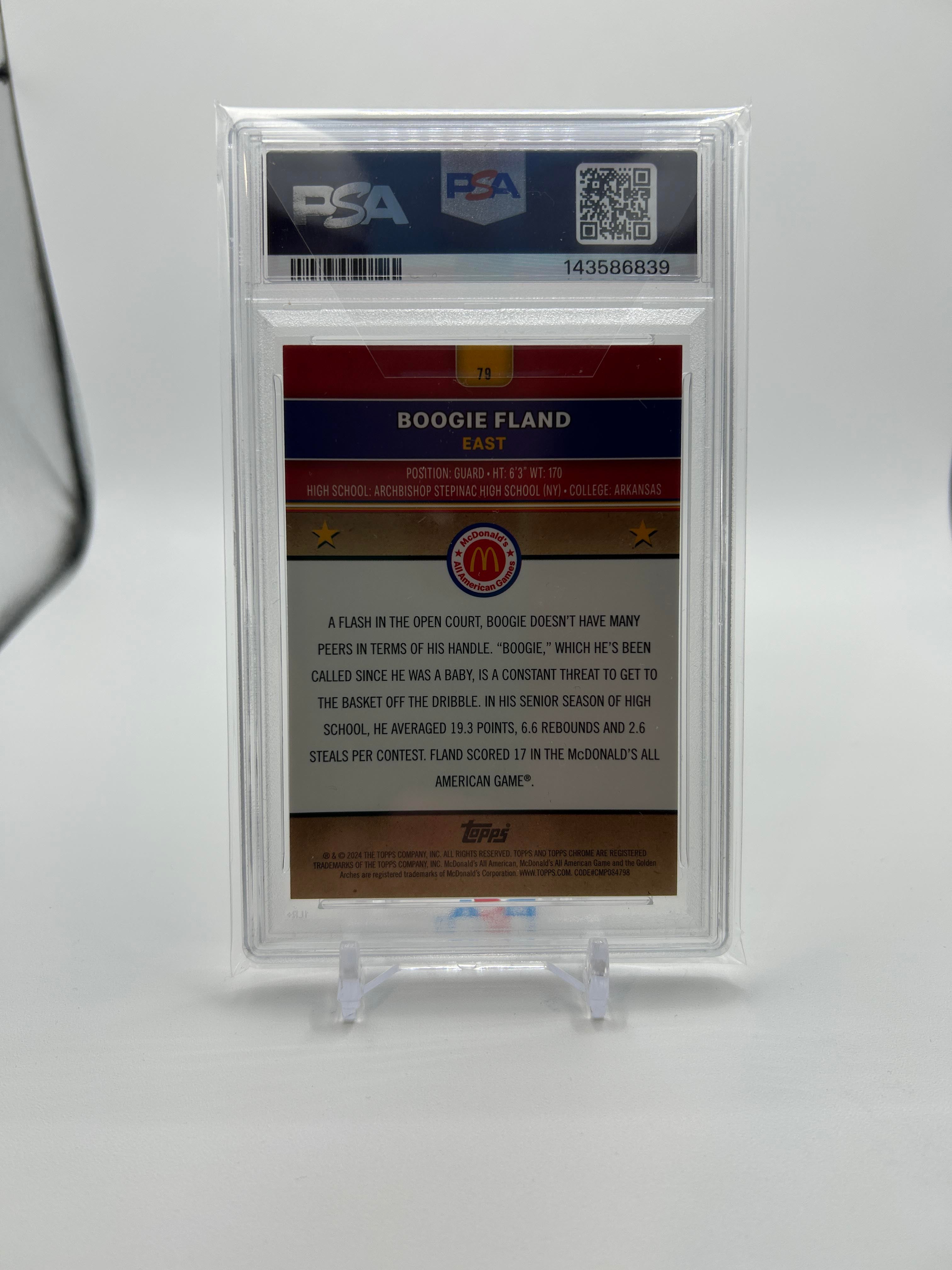 2024-25 Topps McDonald's Chrome Boogie Fland Black Refractor /10 PSA 10 GEM