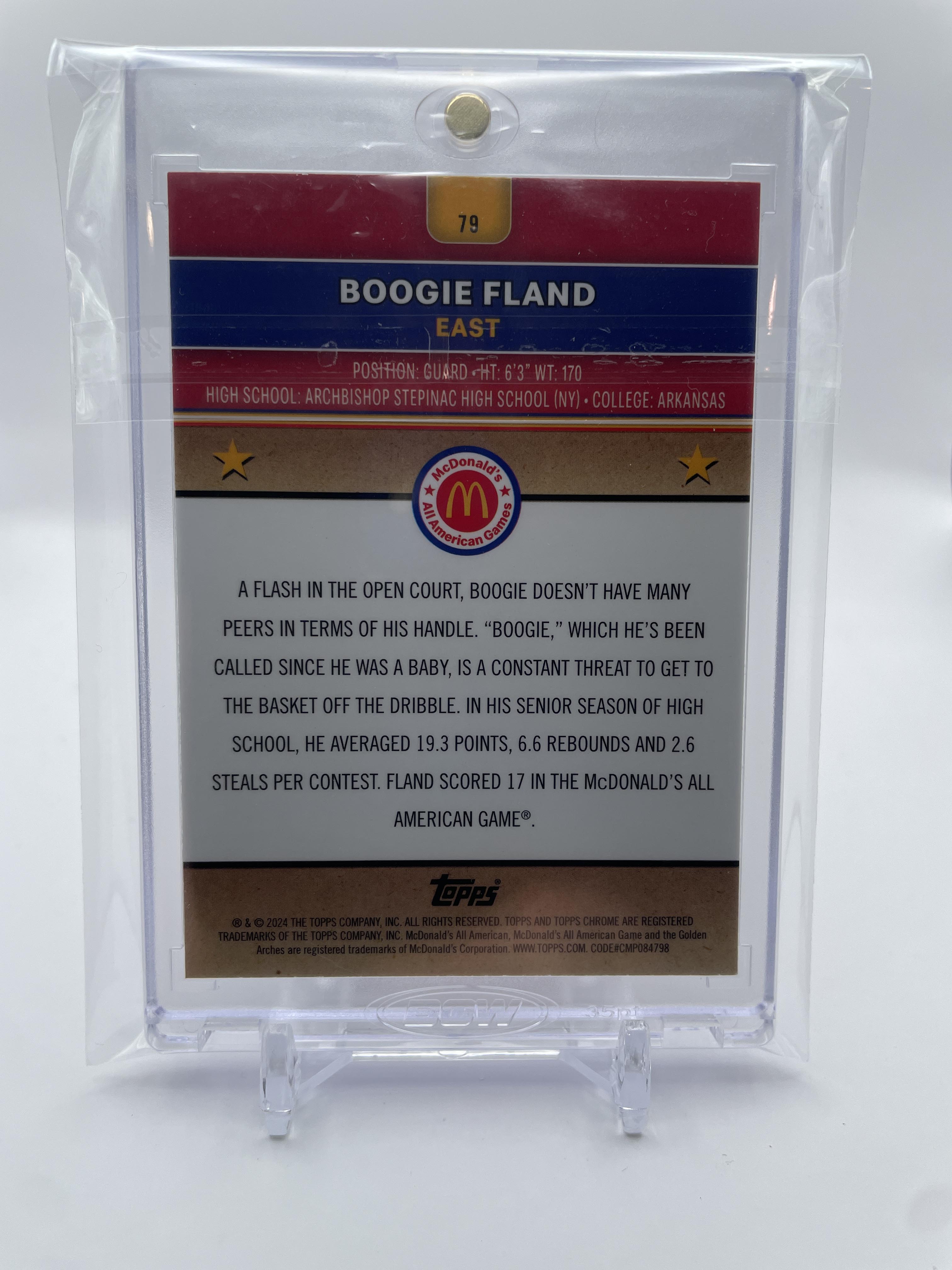 2024-25 Topps McDonald's Chrome Boogie Fland Blue Lava Refractor Rookie /75
