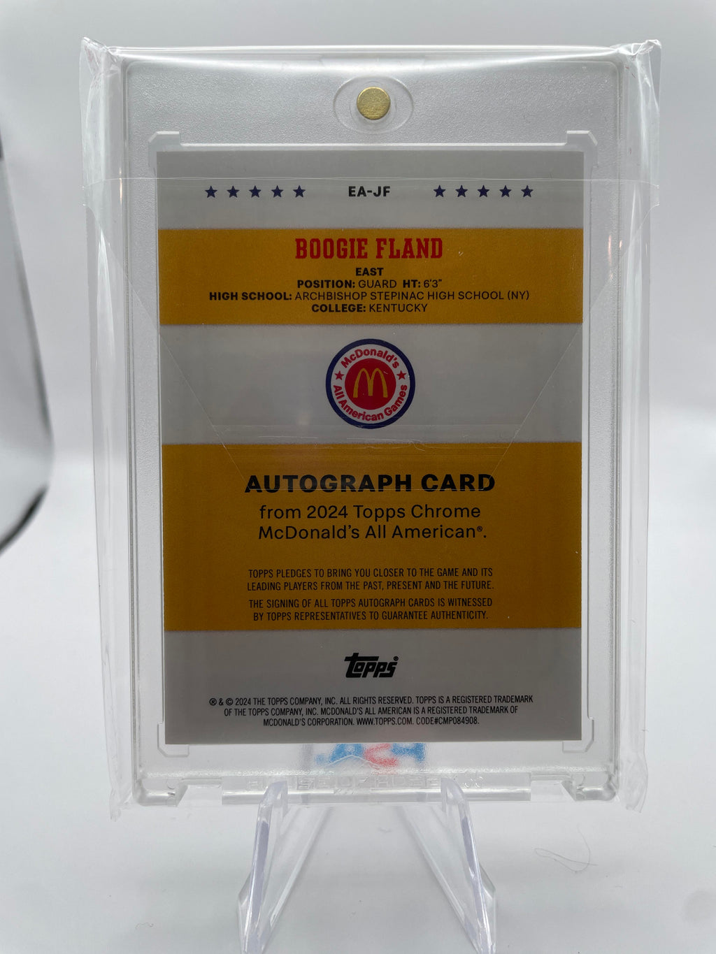 2024-25 Topps McDonald's Chrome Boogie Fland Gameday Paper Auto SP