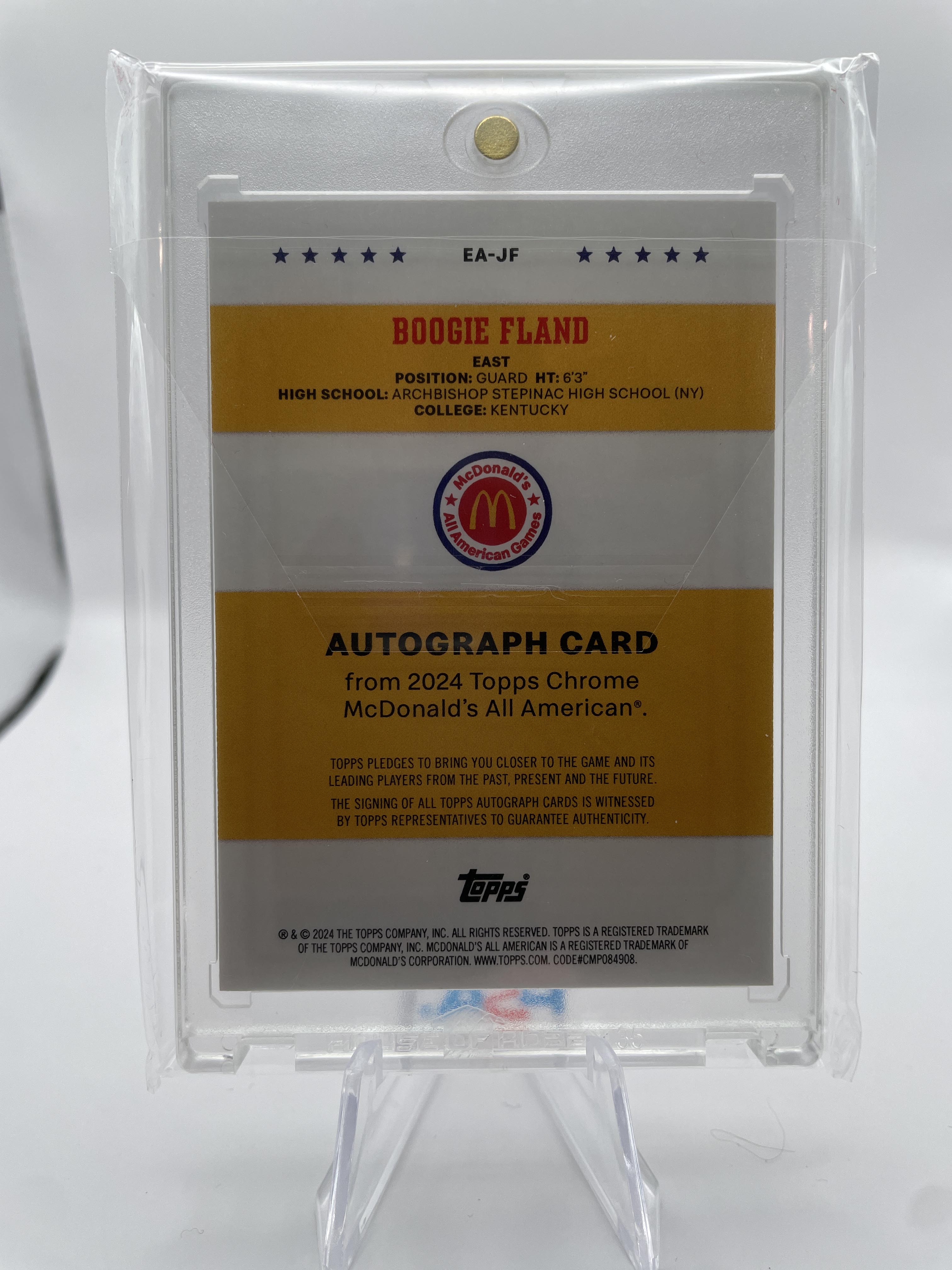 2024-25 Topps McDonald's Chrome Boogie Fland Gameday Paper Auto SP