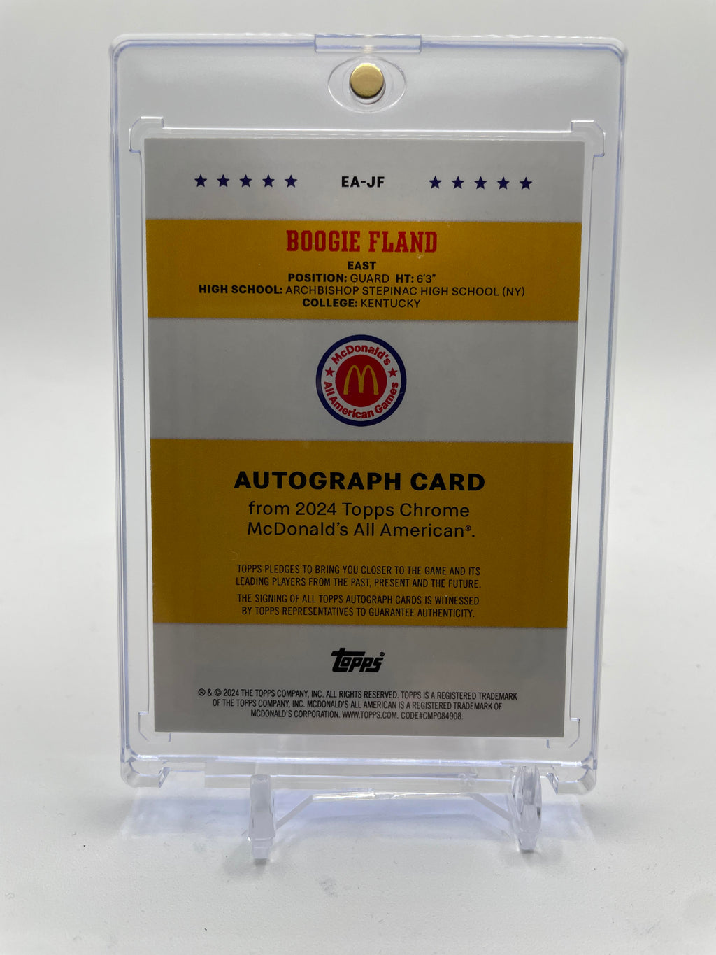 2024-25 Topps McDonald's Chrome Boogie Fland Gameday Paper Auto SP