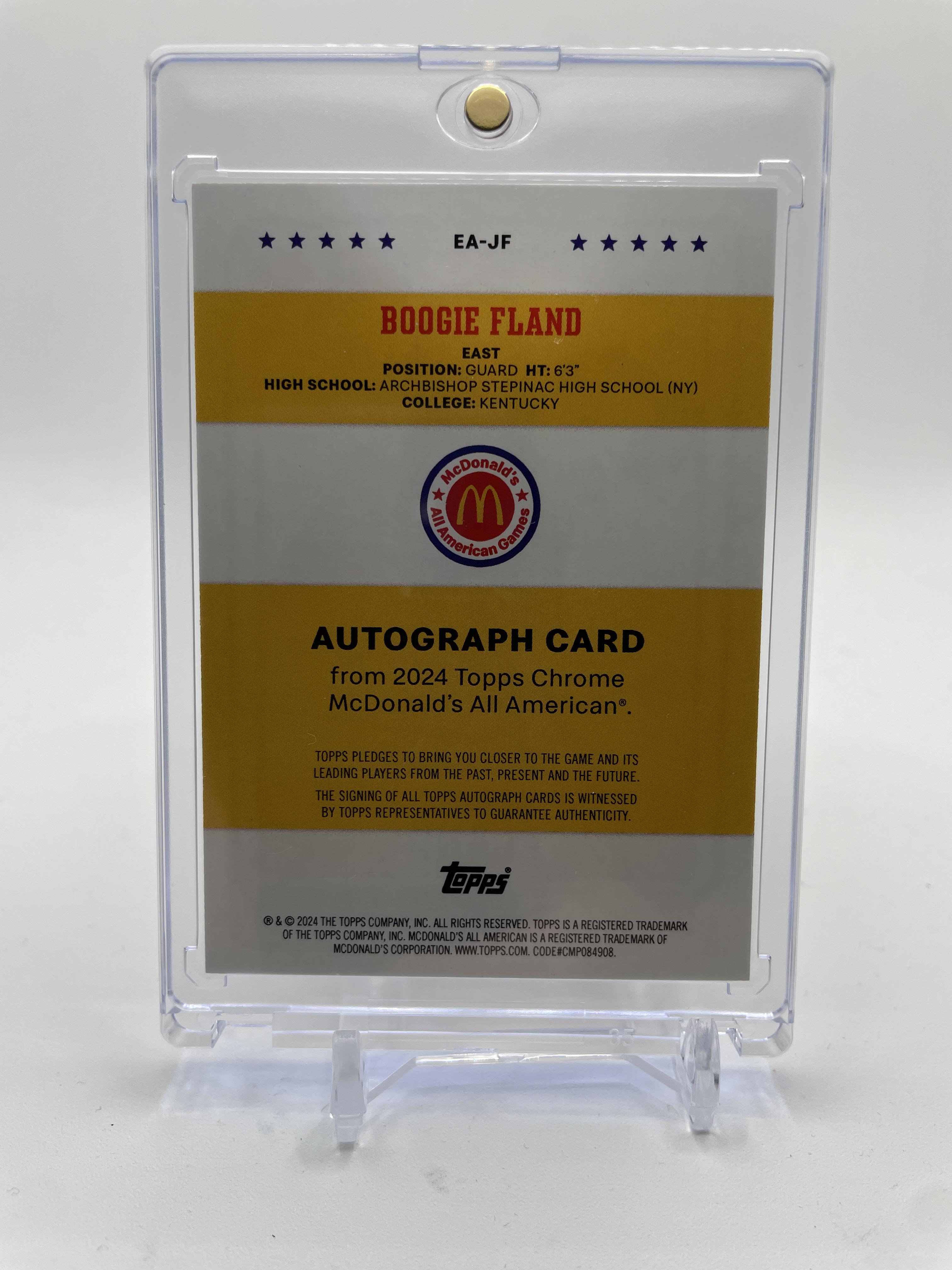 2024-25 Topps McDonald's Chrome Boogie Fland Gameday Paper Auto SP