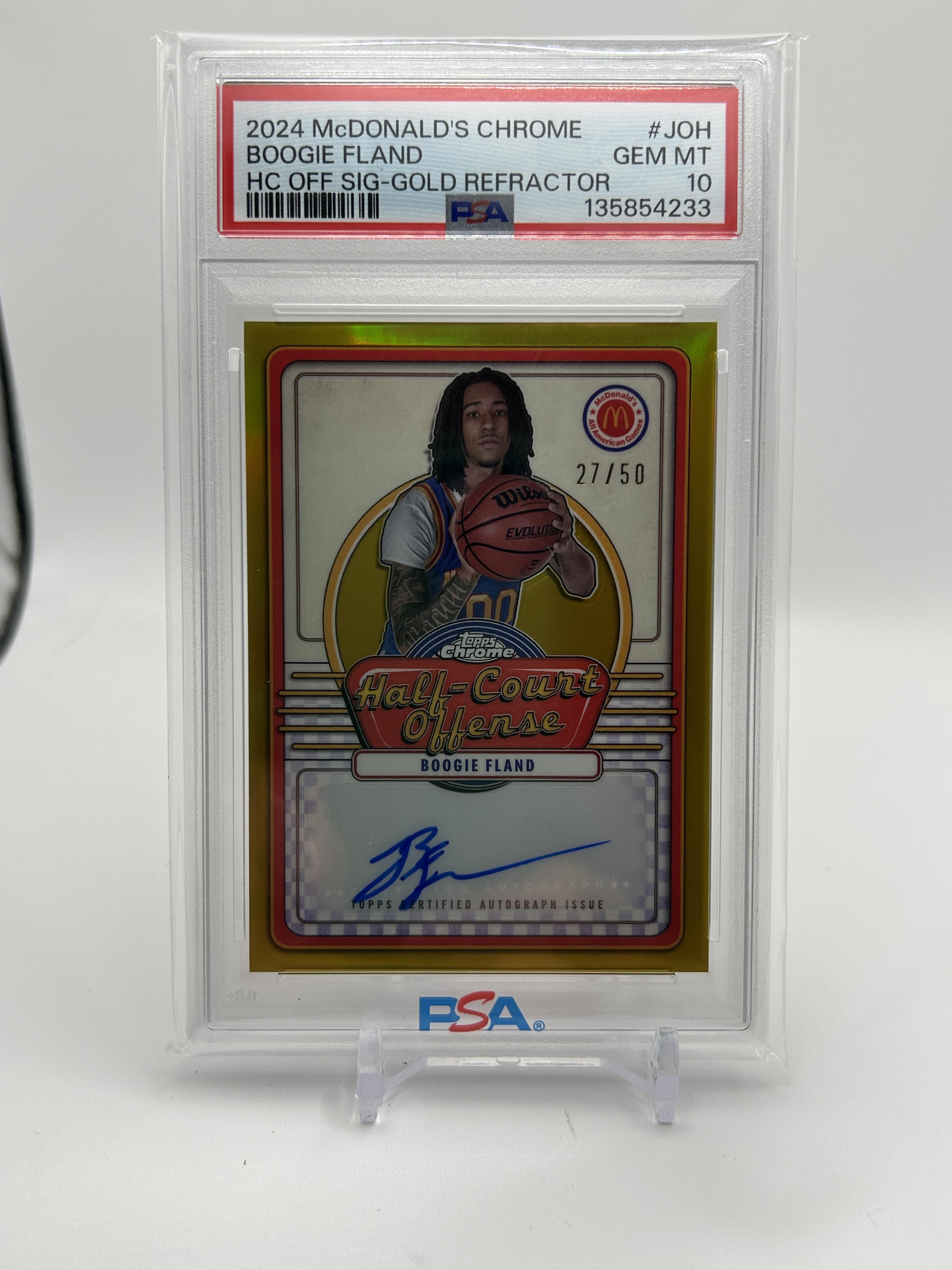 2024-25 Topps McDonald's Chrome Boogie Fland Half-Court Gold Auto /50 PSA 10