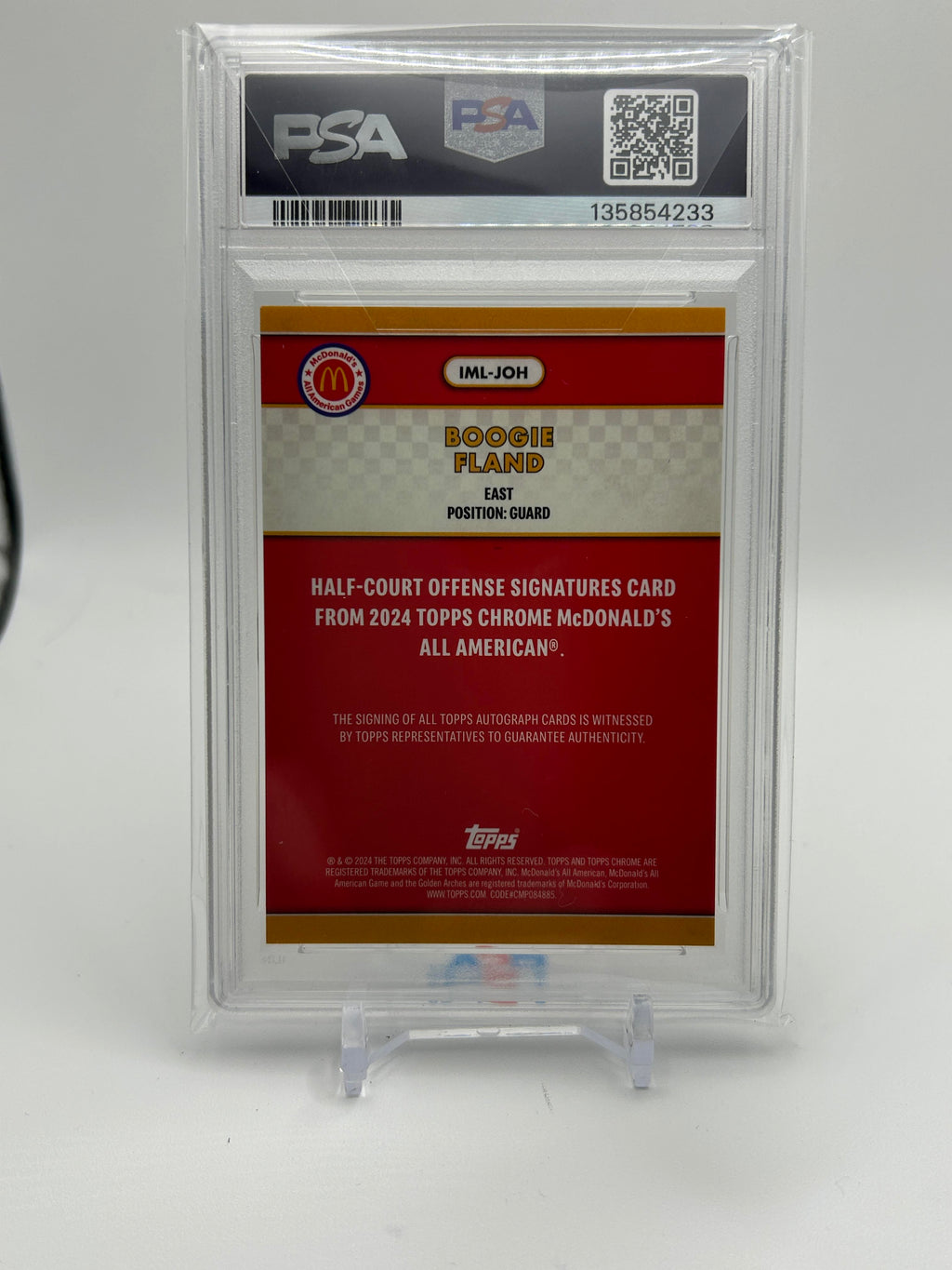 2024-25 Topps McDonald's Chrome Boogie Fland Half-Court Gold Auto /50 PSA 10